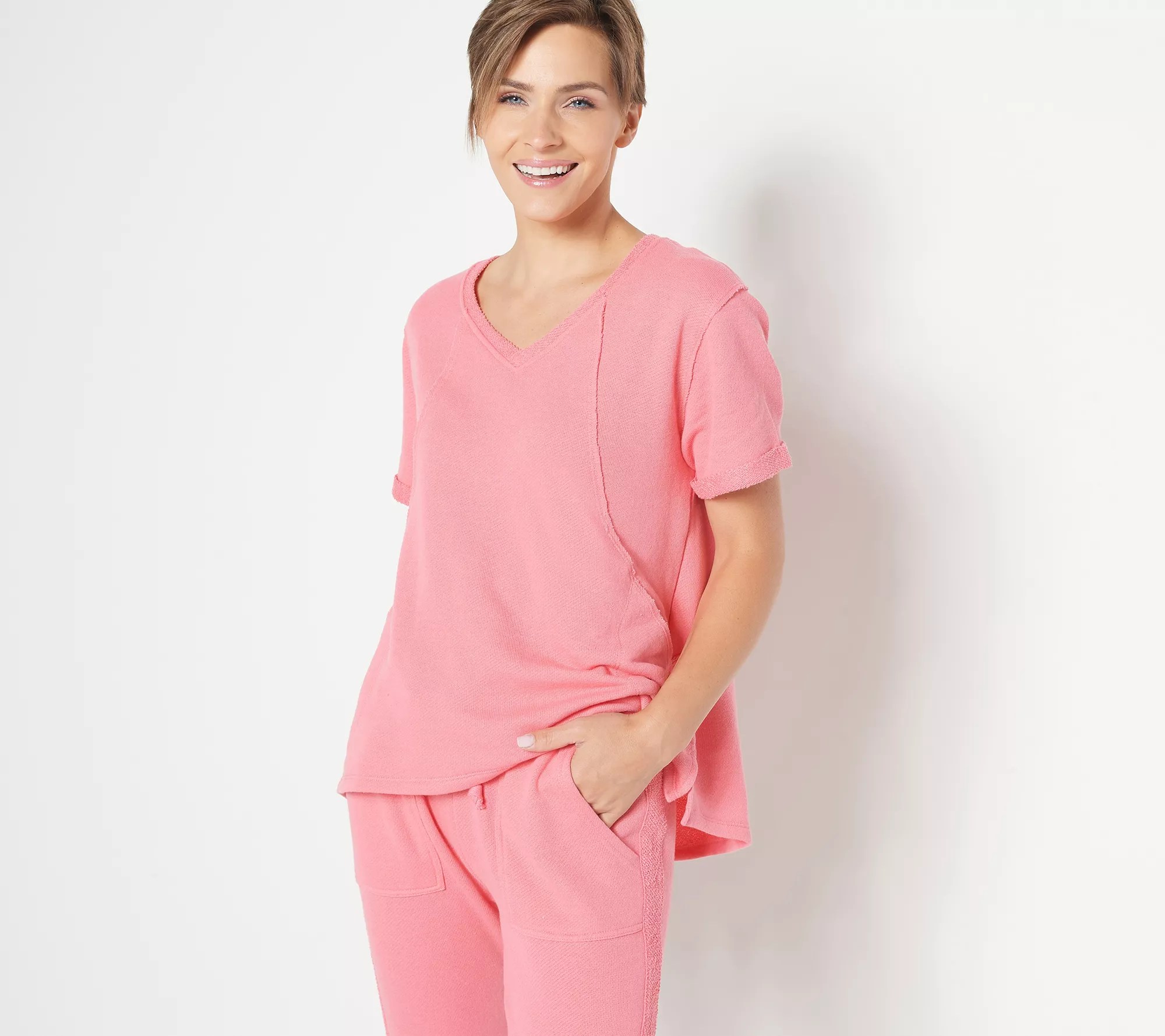 Fit 4 All by Carrie Wightman VNeck Top with Pockets