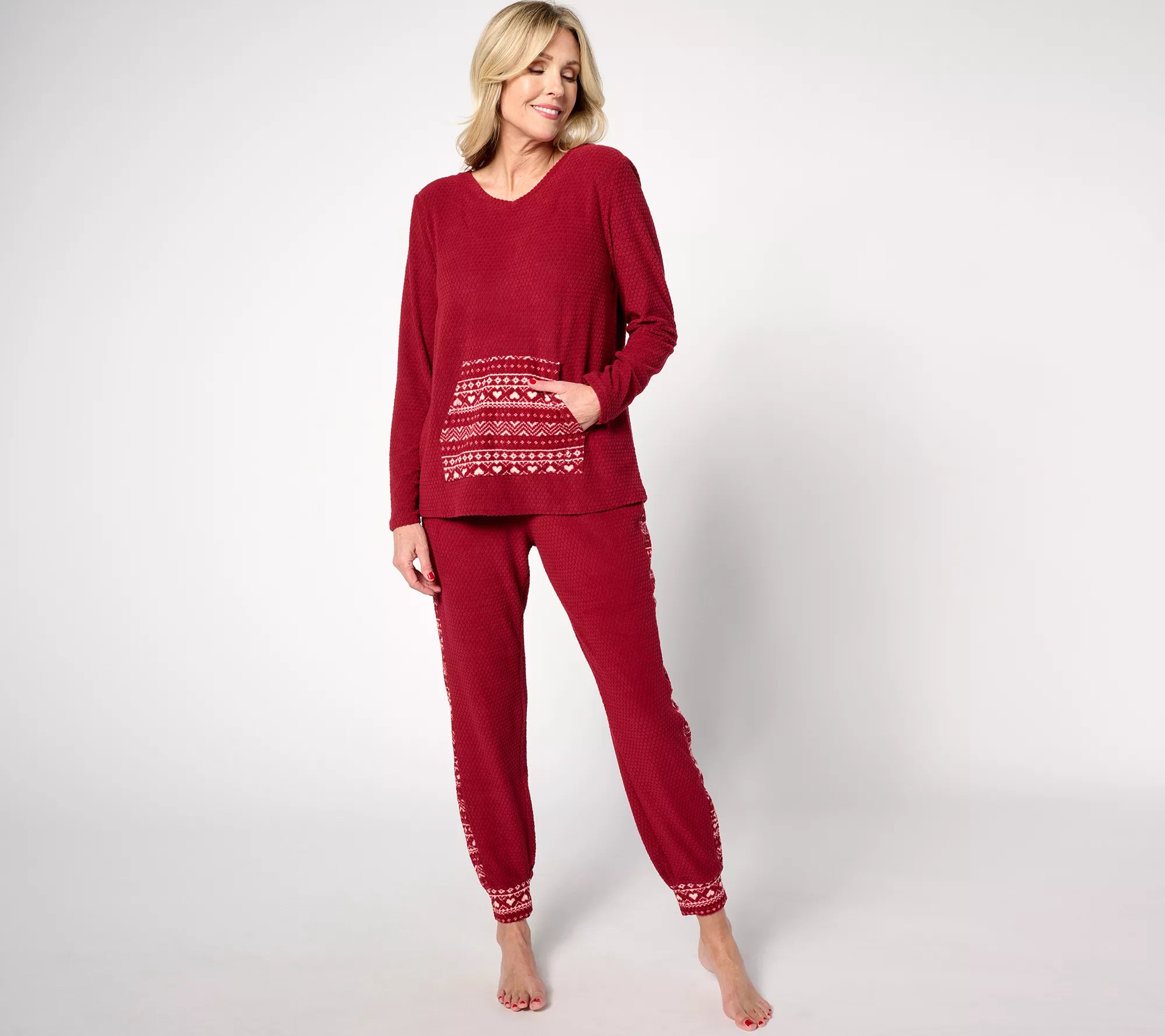 Cuddl Duds Fleece Pullover and Jogger Pajama Set