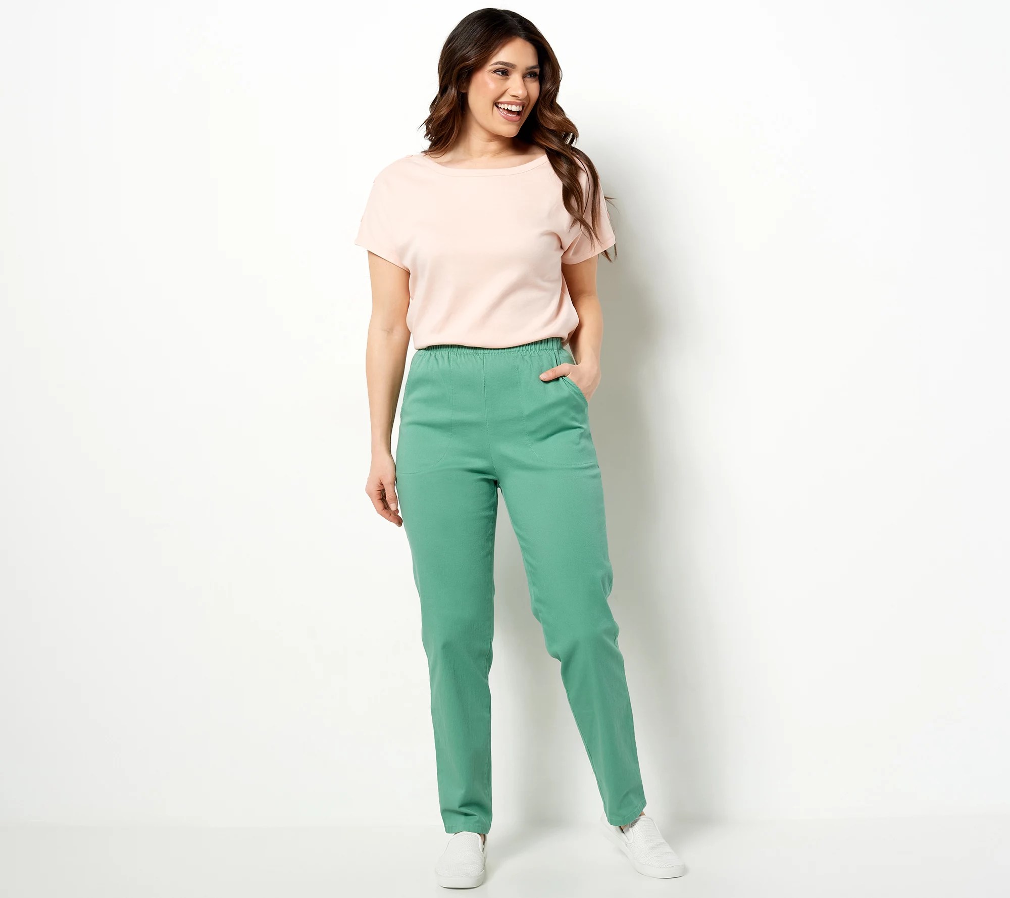 Denim & Co. Original Waist Stretch Petite Side Pocket Pants