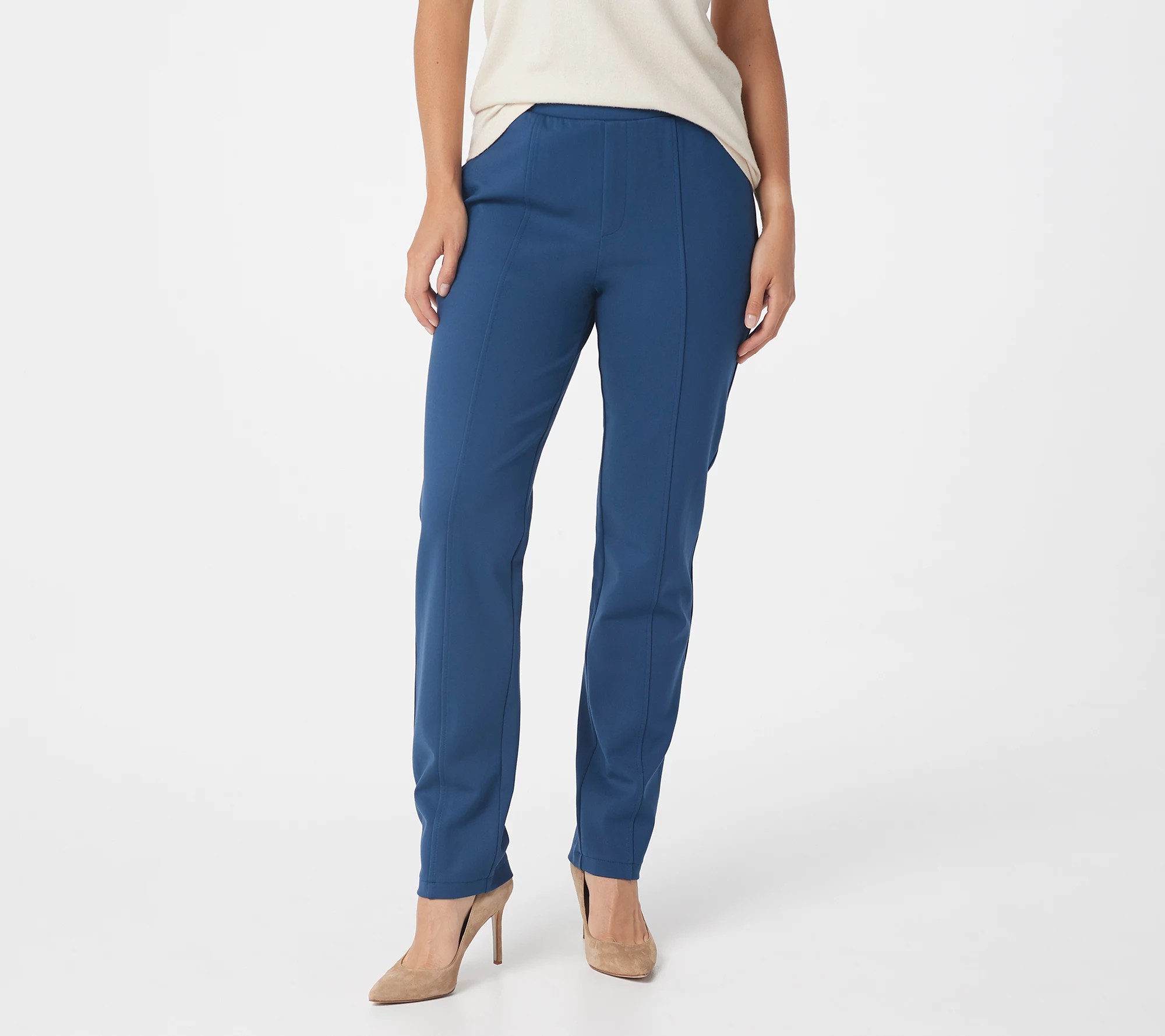 GRAVER Susan Graver Petite Ponte Knit Pants w/ Seam Details