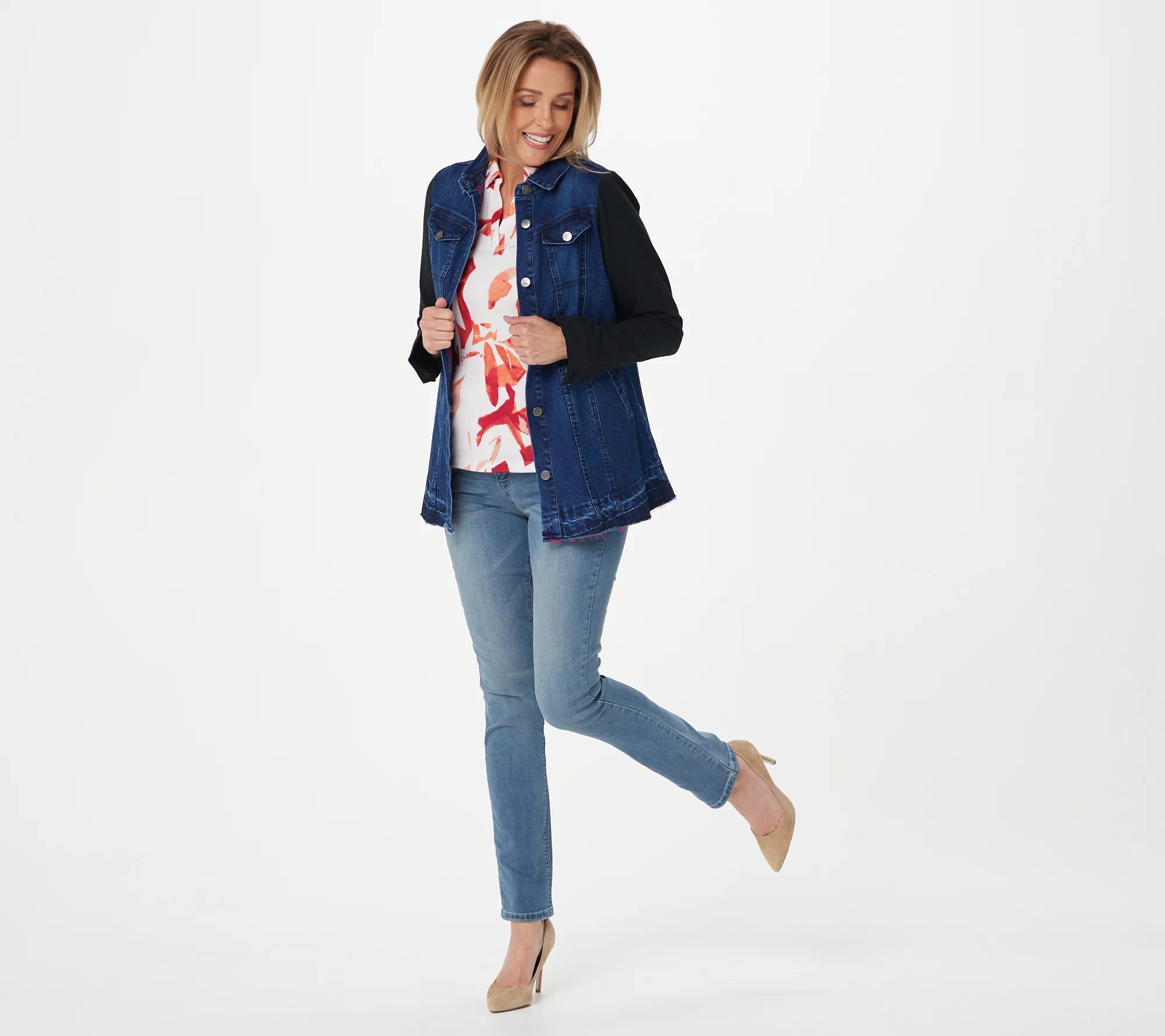 Women with Control My Wonder Denim Jacket with Knit Sleeves