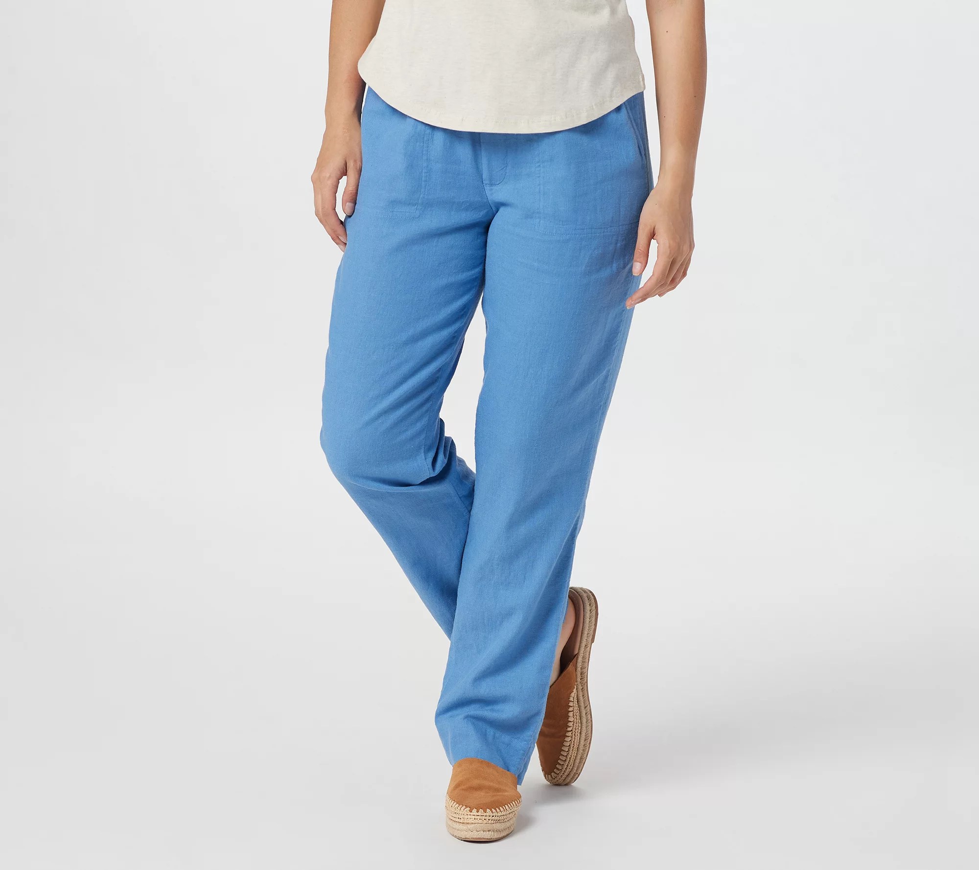 Denim & Co. Naturals LinenBlend StraightLeg PullOn Pants