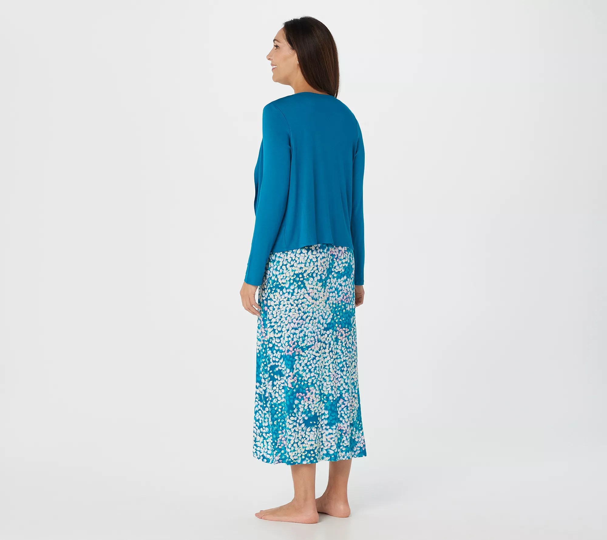 Carole Hochman Abtract Hydrangea Rayon Span Maxi Dress Set