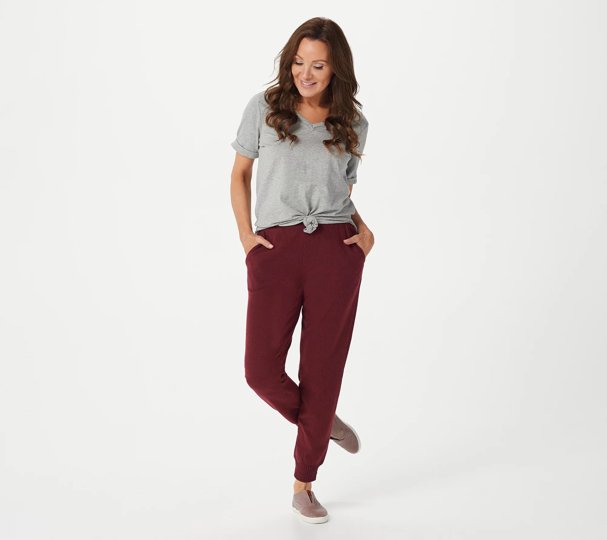 Denim & Co. Active Petite Brushed Heavenly Jersey Jogger Pants