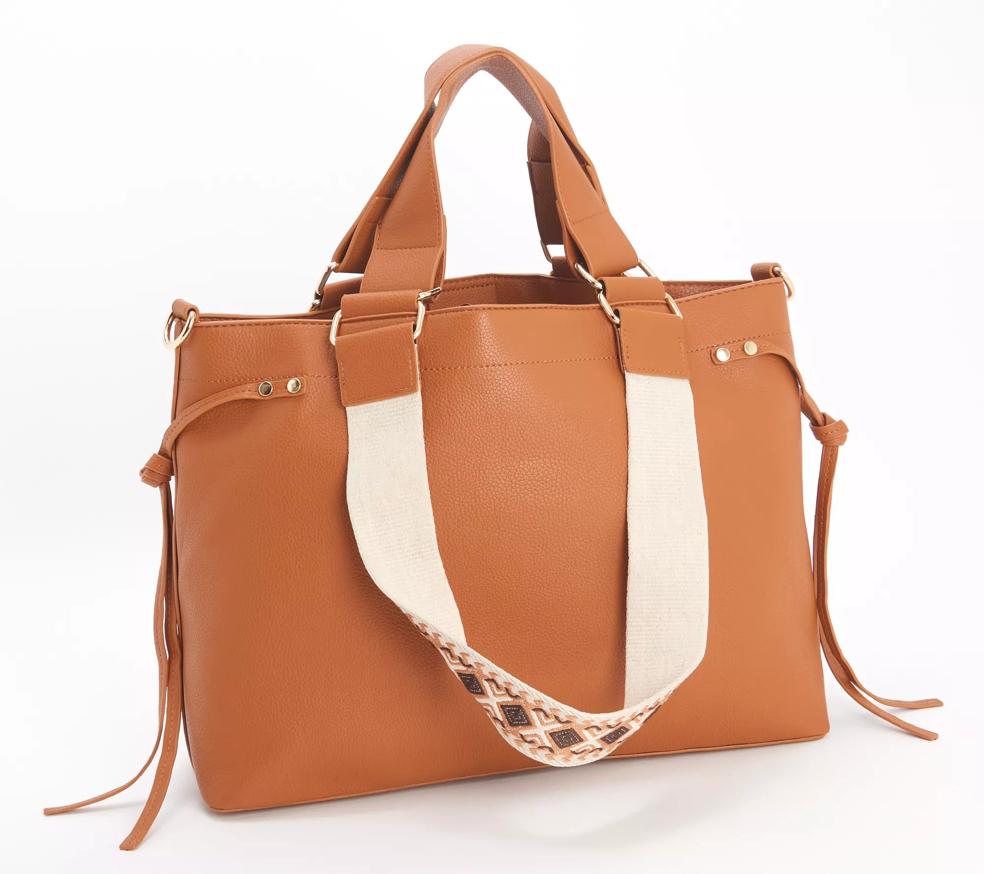 AHDORNED North/South Double Handle Tote with Crossbody Strap