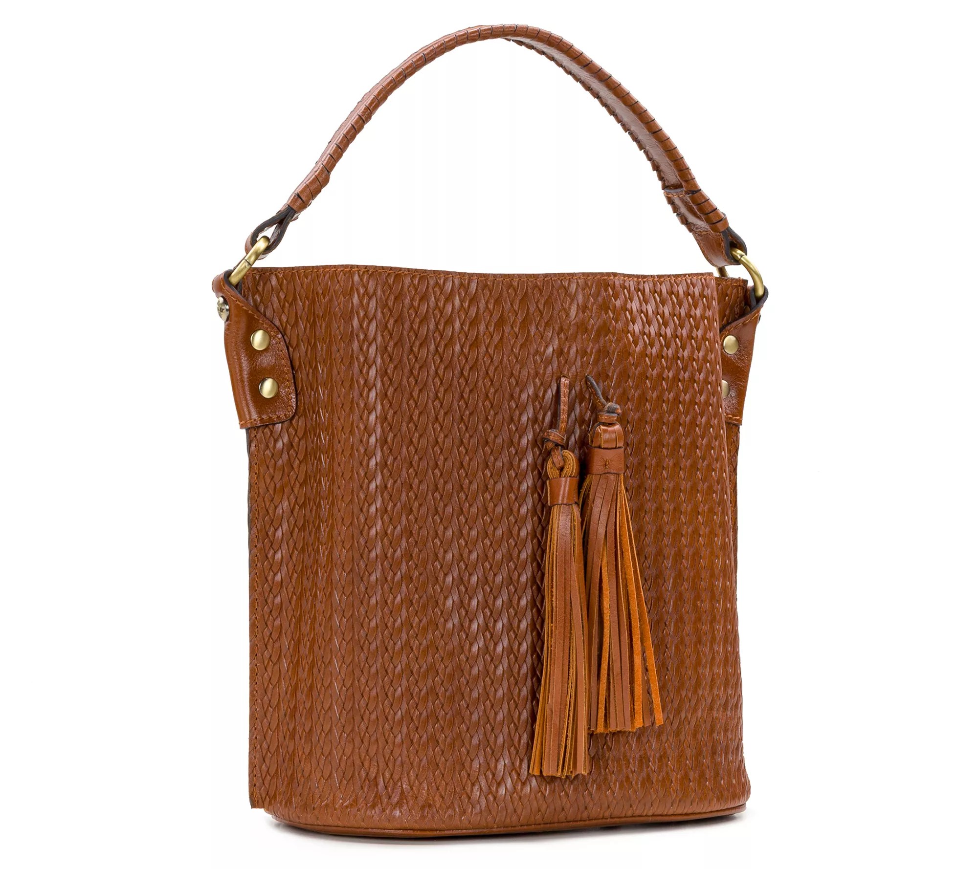 Patricia Nash Leather Embossed Woven Bucket Bag Otavia