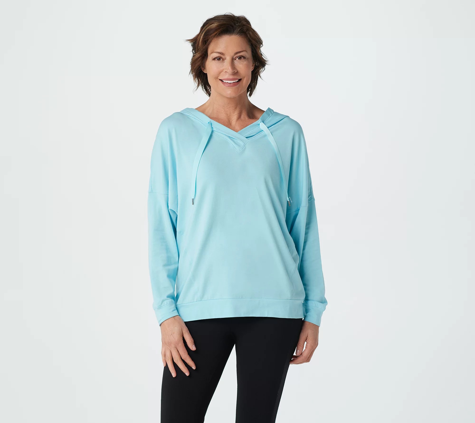 AnyBody Cozy Knit Luxe VNeck Hooded Pullover