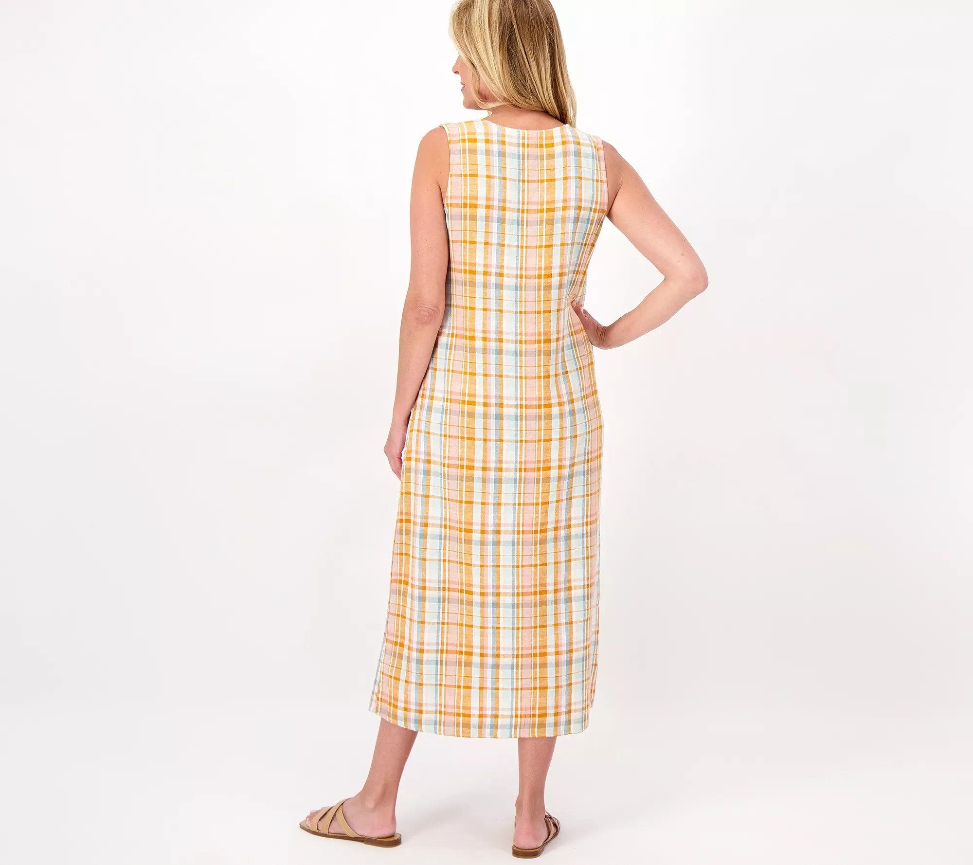 Denim & Co. Naturals Knit Linen Blend VNeck Dress