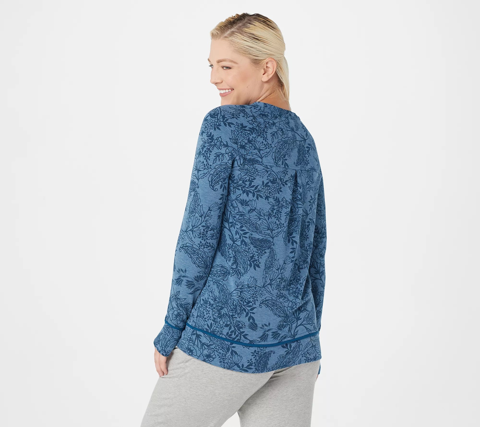 Cuddl Duds Comfortwear Raglan Sleeve Pullover Top