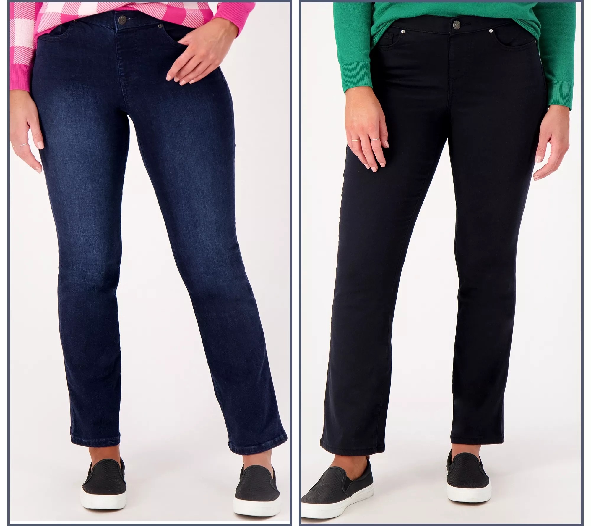 Belle by Kim Gravel TripleLuxe One Button Boot Cut Jeans - QVC.com