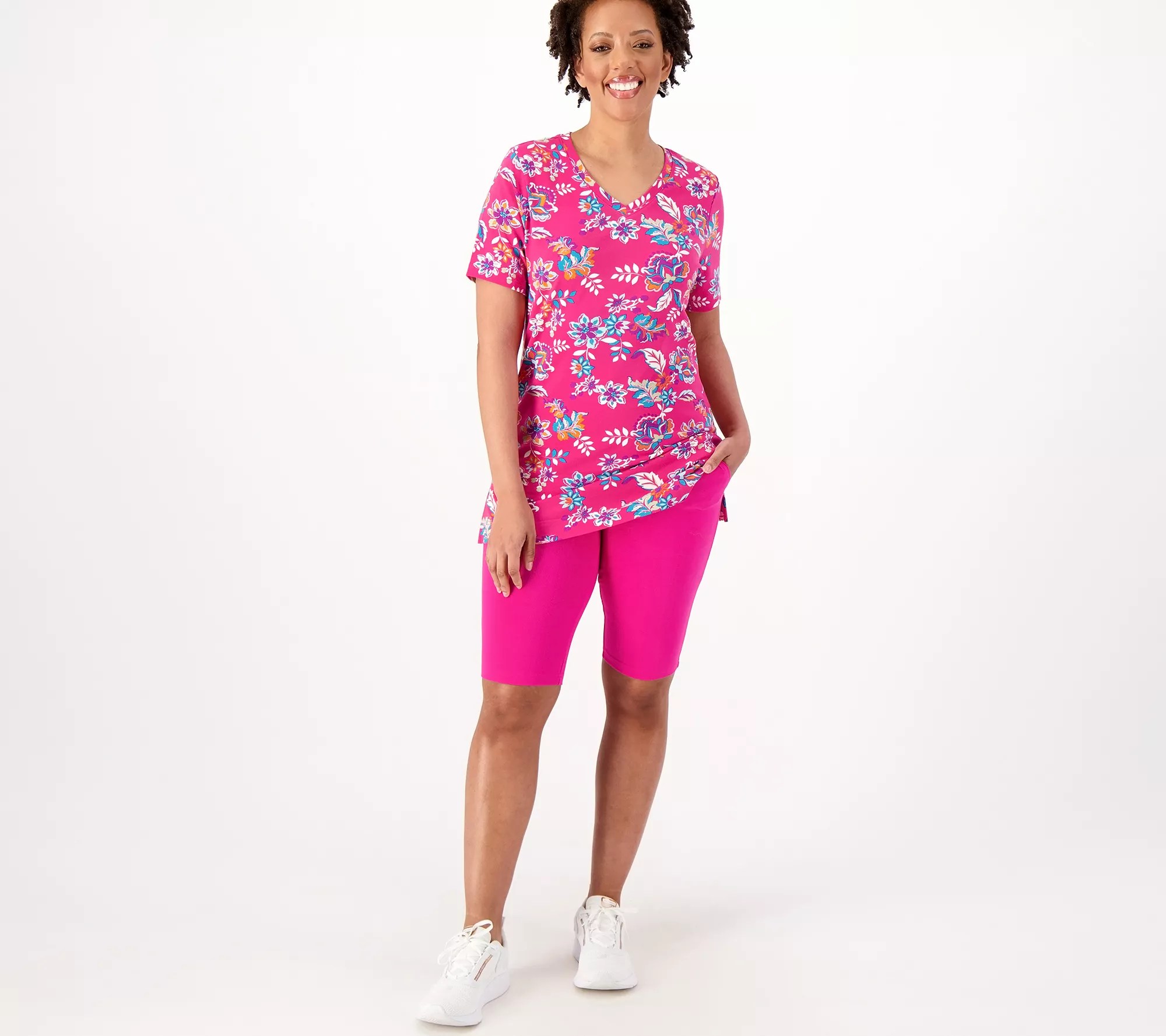 Sport Savvy Regular Printed Jersey Tunic w/Solid Bike Short Set