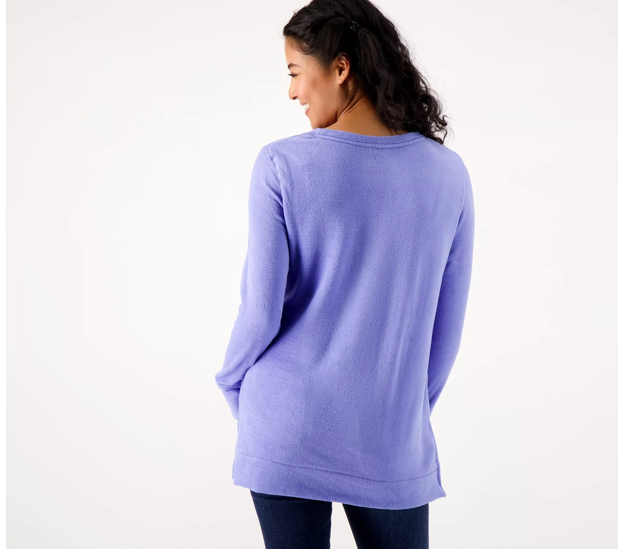 "As Is" Cuddl Duds Fleecewear with Stretch Crew Neck Tops Set of Two