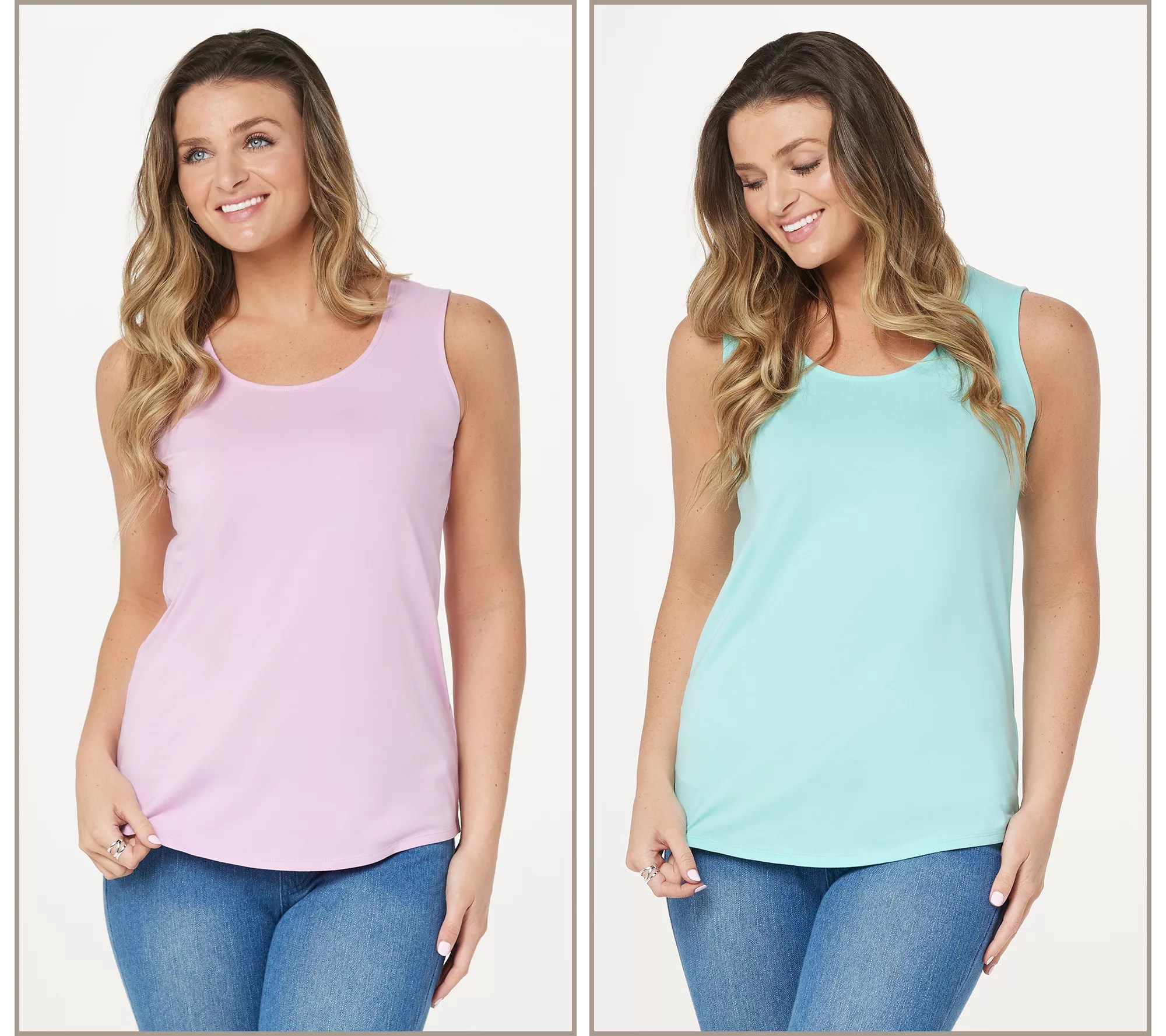 Belle by Kim Gravel TripleLuxe Pima Set of 2 Knit Tanks