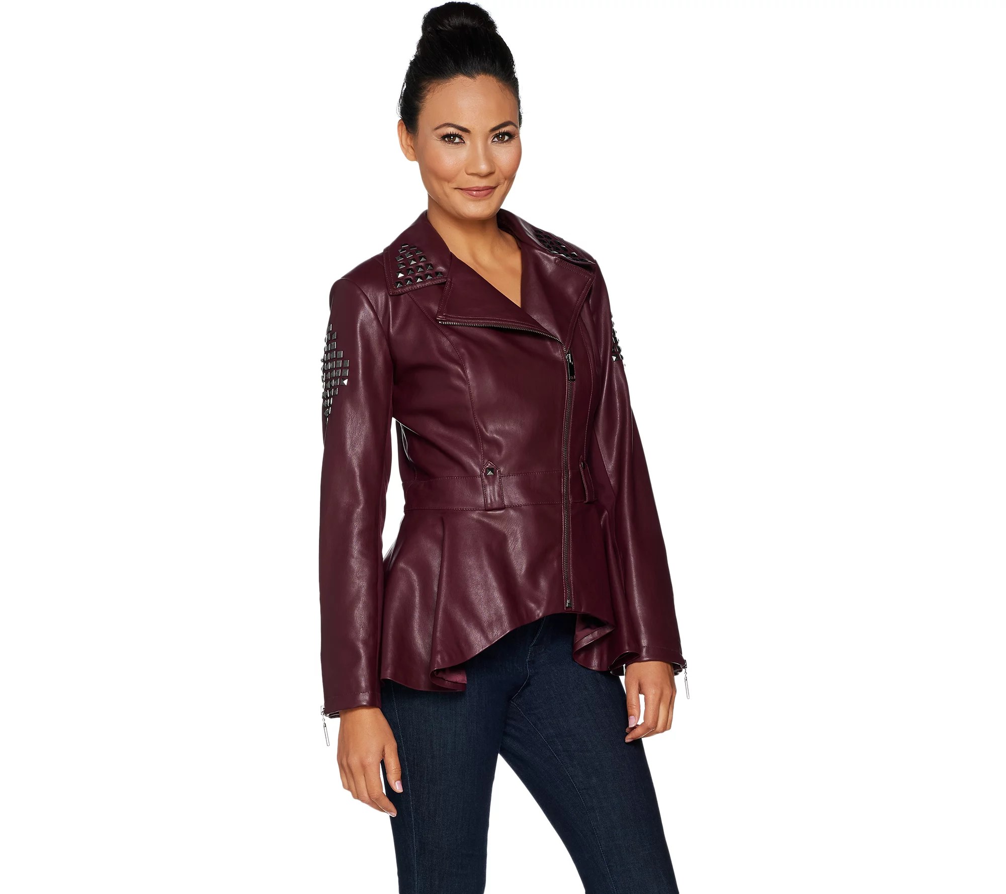 G.I.L.I. Faux Leather Peplum Motorcycle Jacket