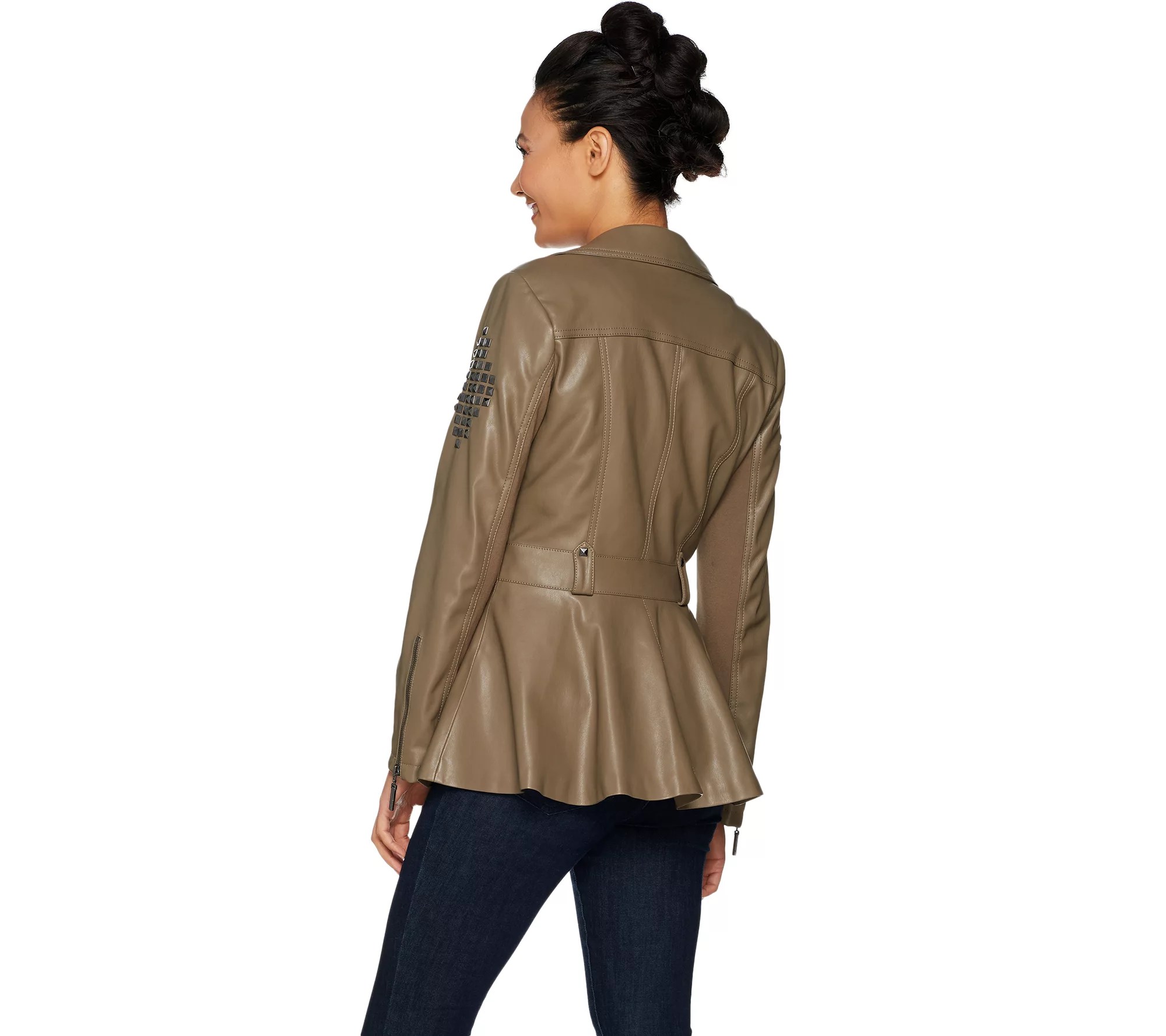 G.I.L.I. Faux Leather Peplum Motorcycle Jacket