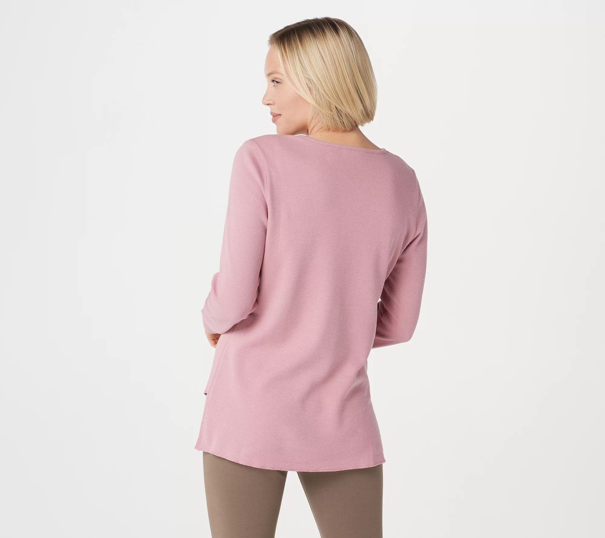 Denim & Co. Active Waffle Knit LongSleeve Top w/ Seam Details