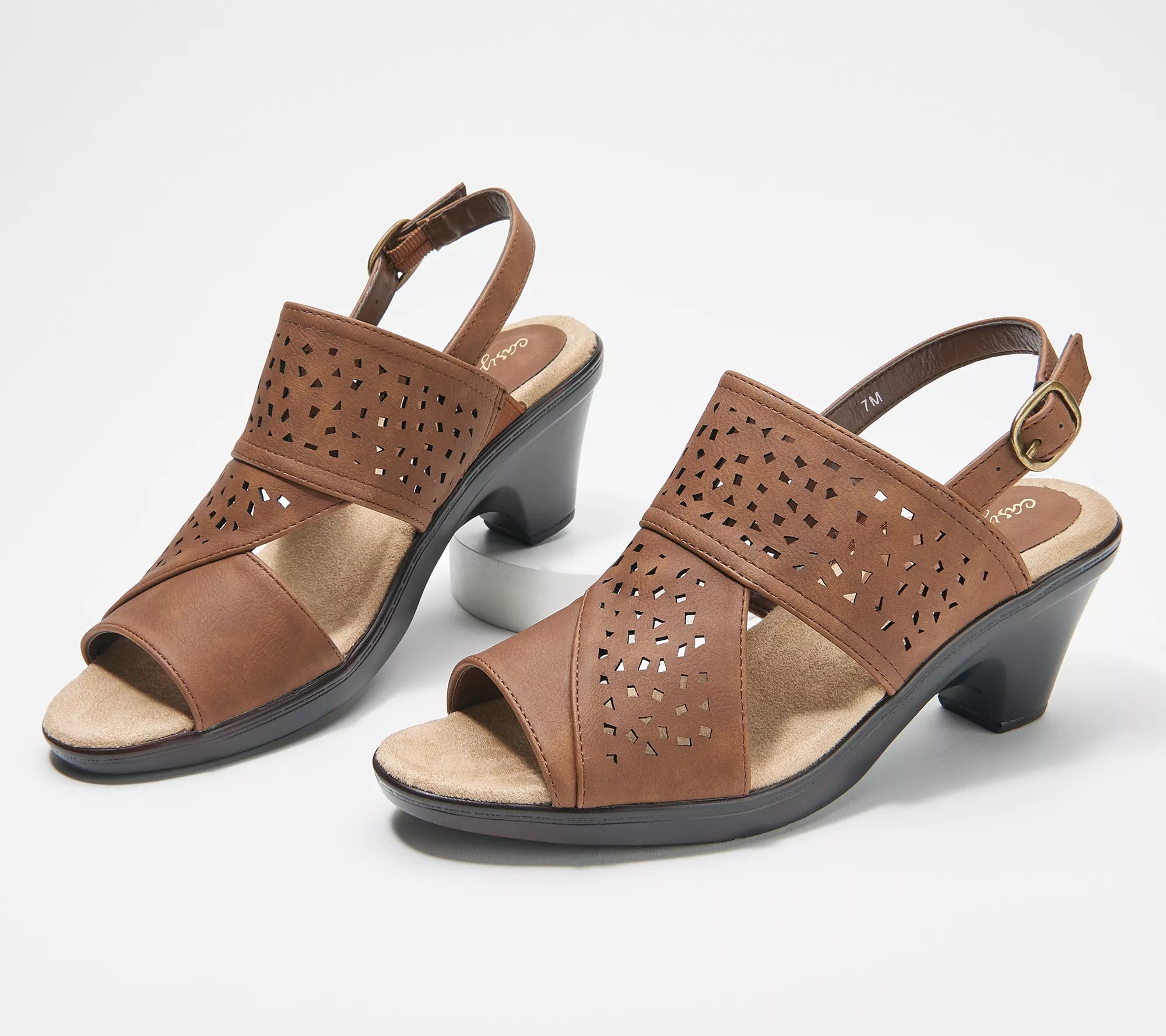 Easy Street Perforated Block Heeled Sandals Charleigh