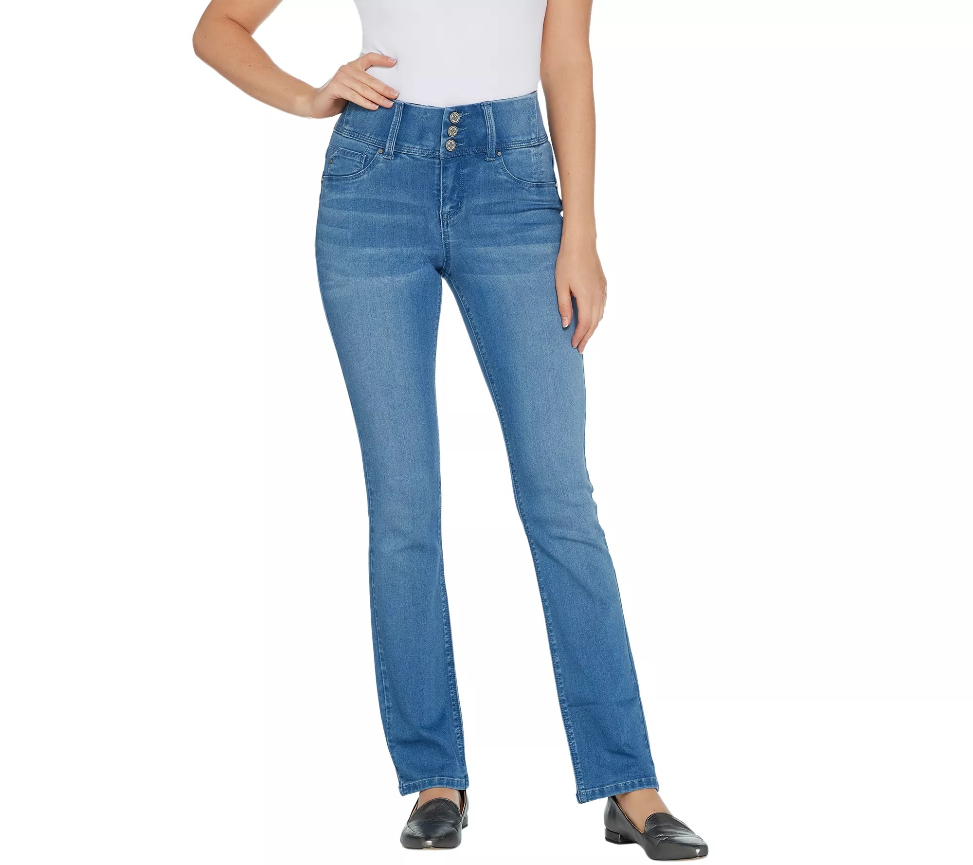"As Is" Laurie Felt Petite Curve Silky Denim Straight Leg Jeans