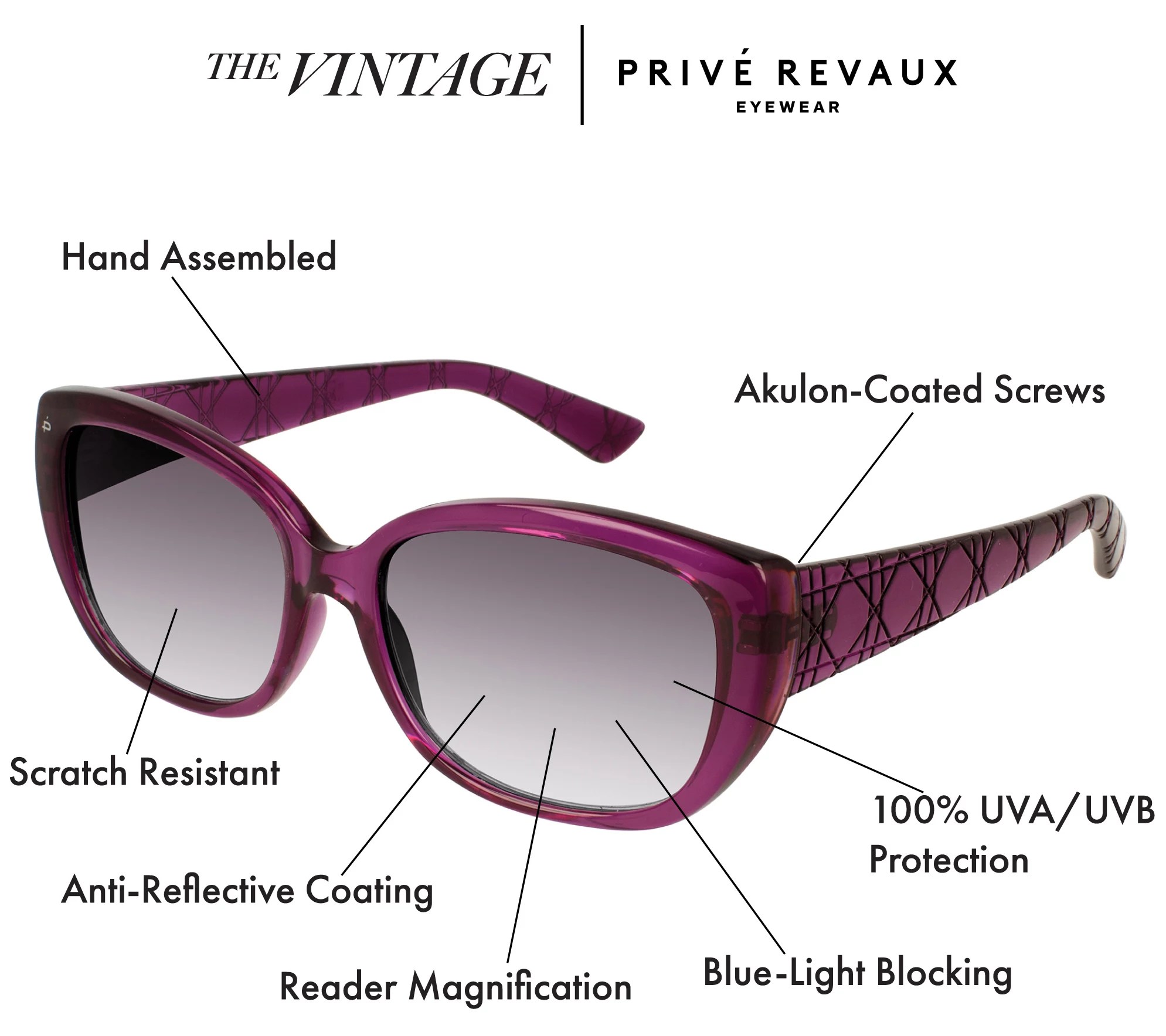 "As Is" Prive Revaux The Vintage Blue Light Sun Reading Glasses