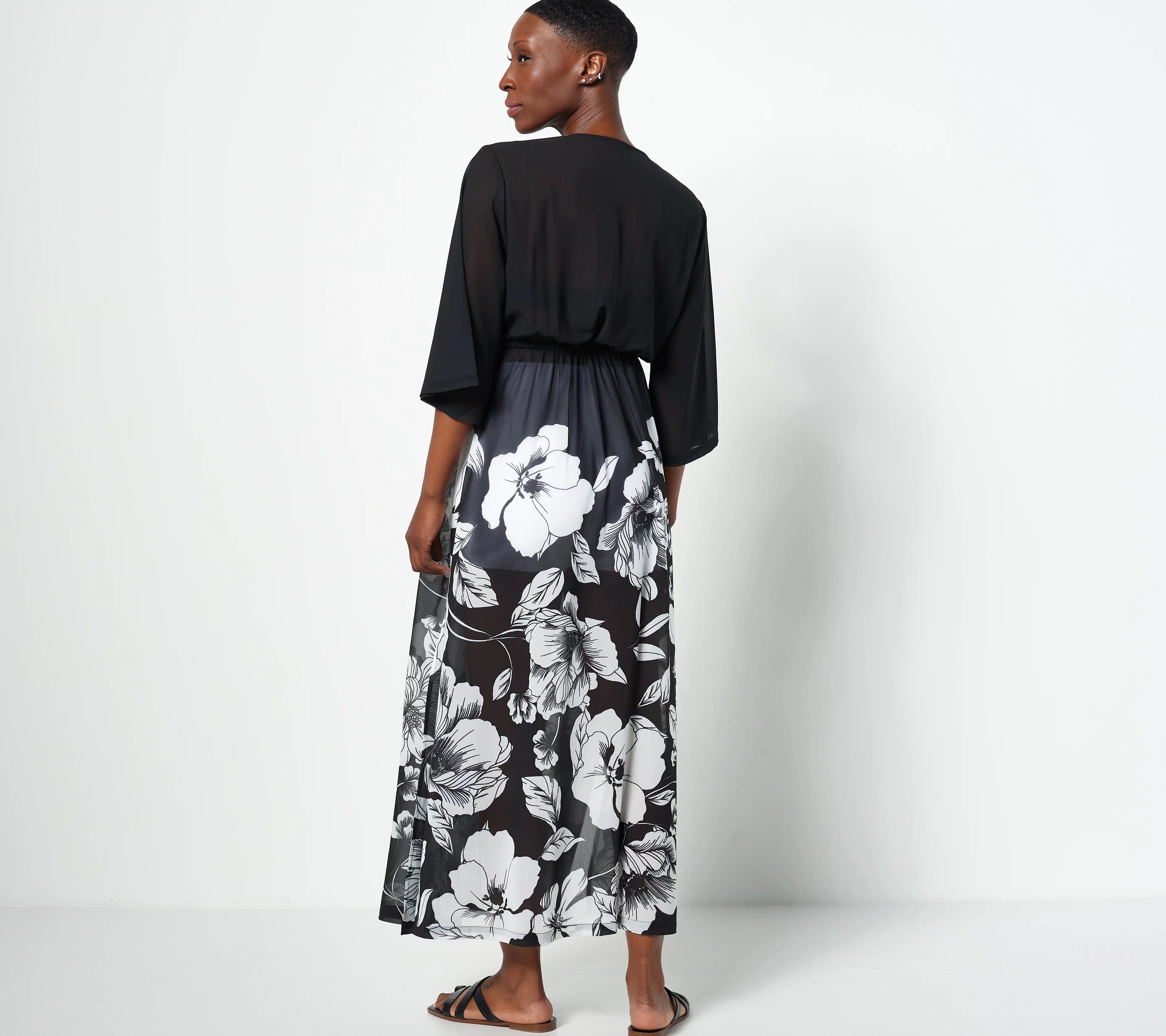 "As Is" Jantzen 3/4Sleeve Woven Maxi Duster CoverUp