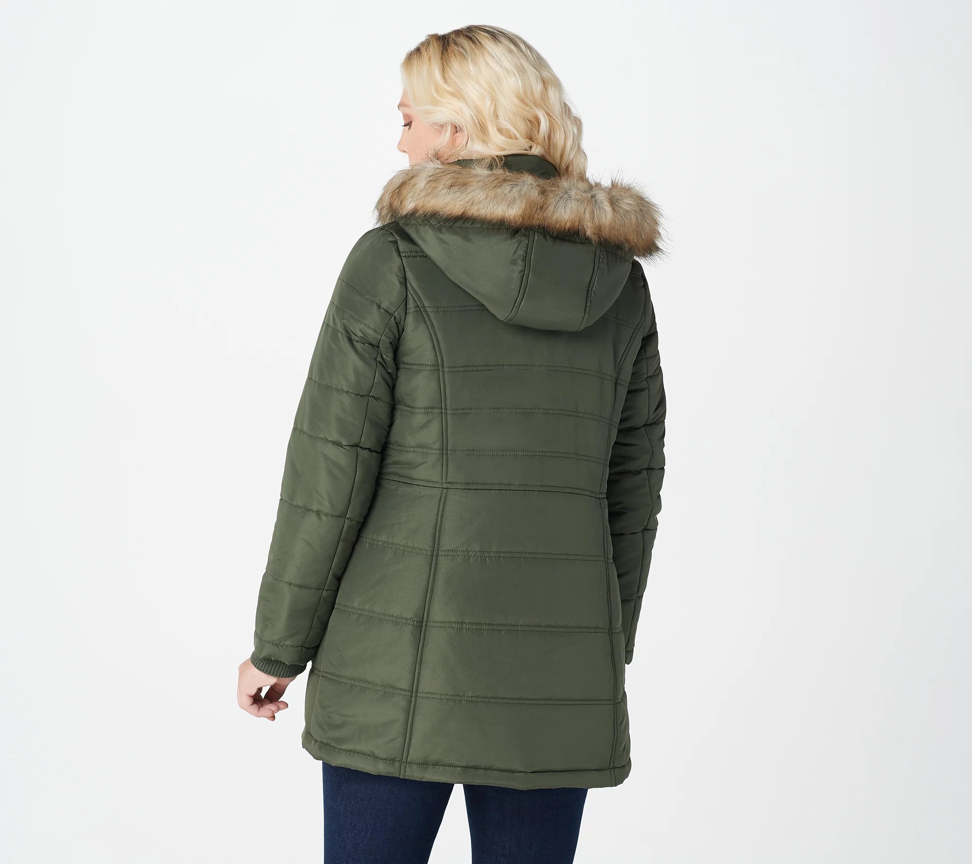 Susan Graver Water Resistant Quilted Puffer Jacket with Removable Hood