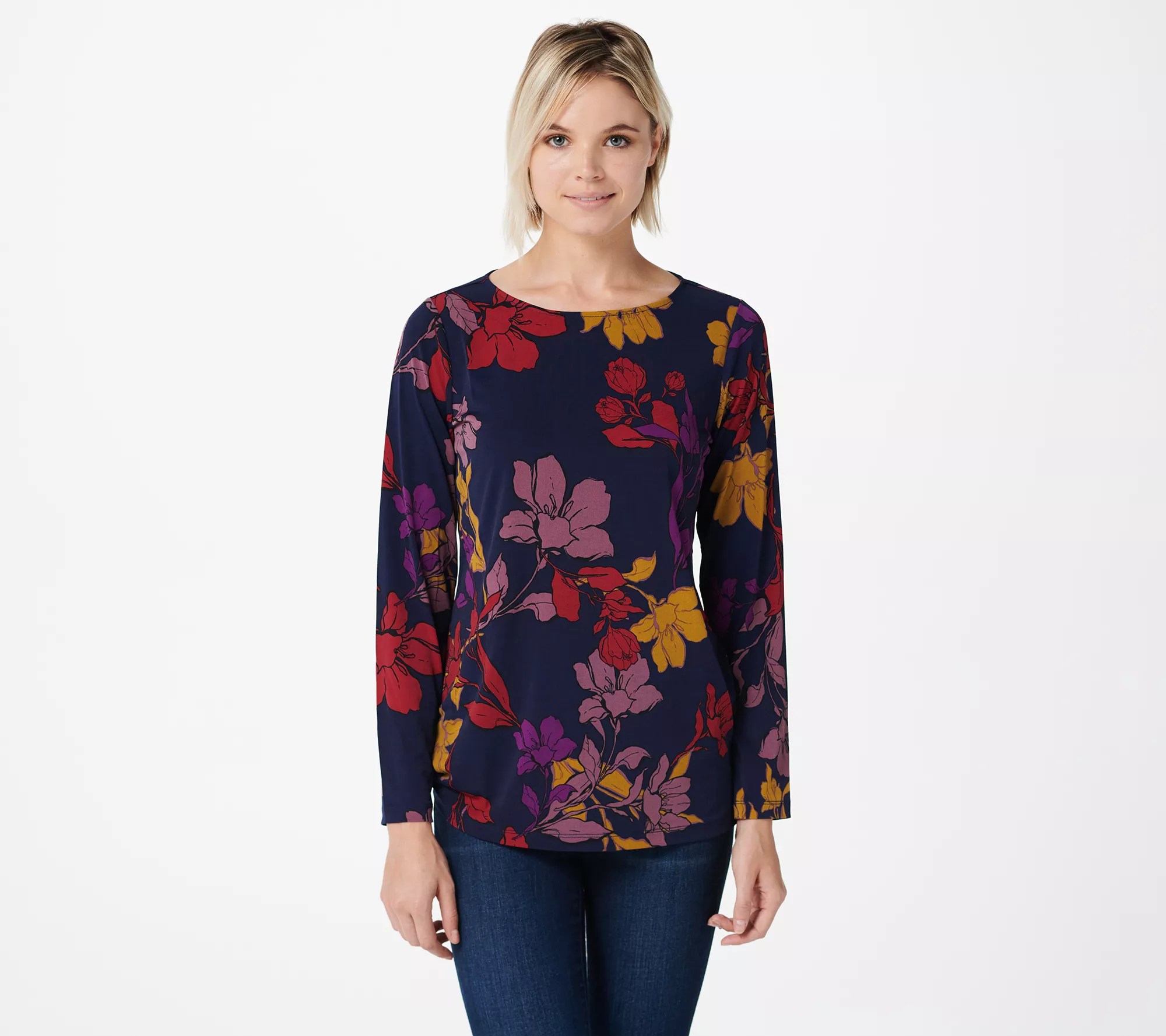 Susan Graver Printed Liquid Knit Long Sleeve Top