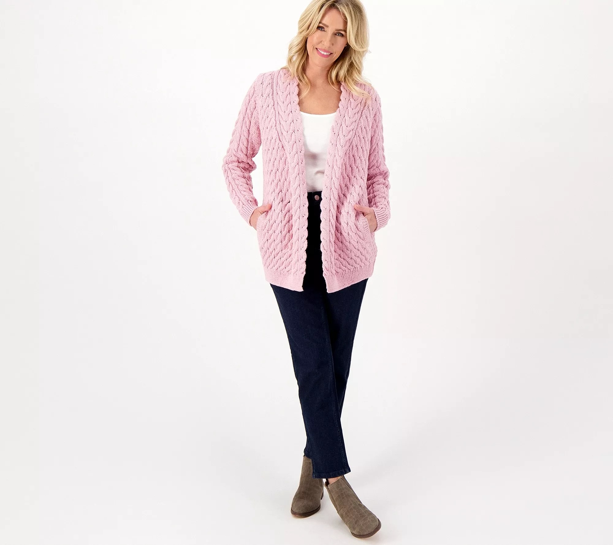 "As Is" Islander Merino Wool Open Front Sweater Cardigan