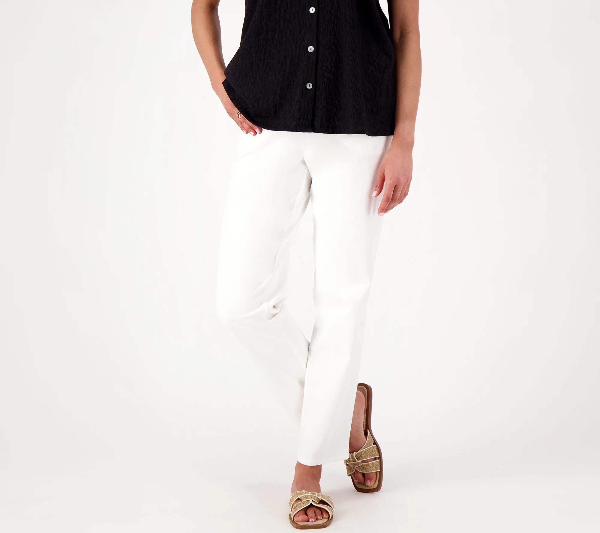 Denim & Co. Original Waist Stretch Petite Side Pocket PantCore