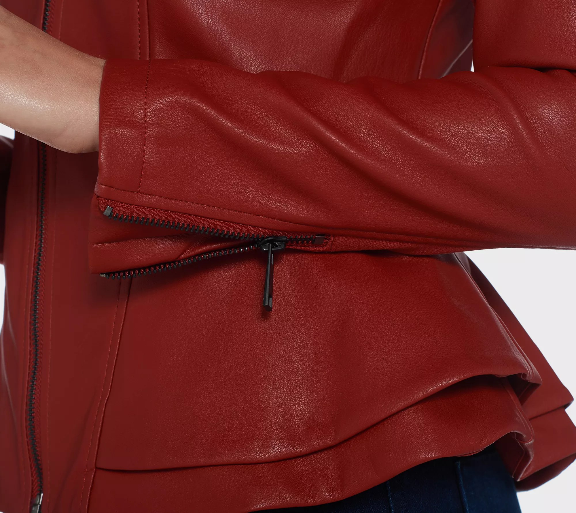 G.I.L.I. Faux Leather Double Peplum Jacket