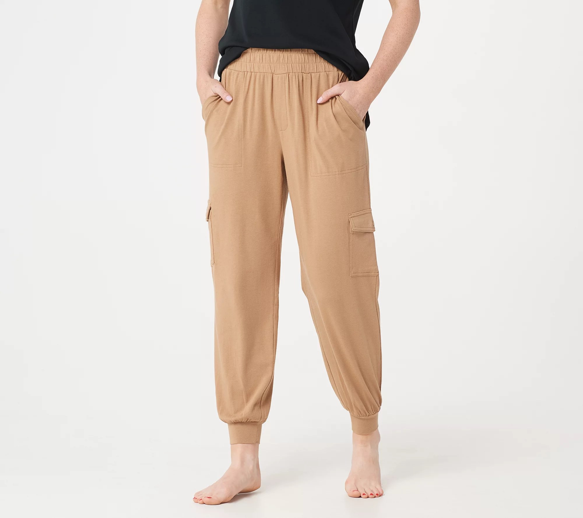 AnyBody Cozy Knit Cargo Jogger Pants with Pockets