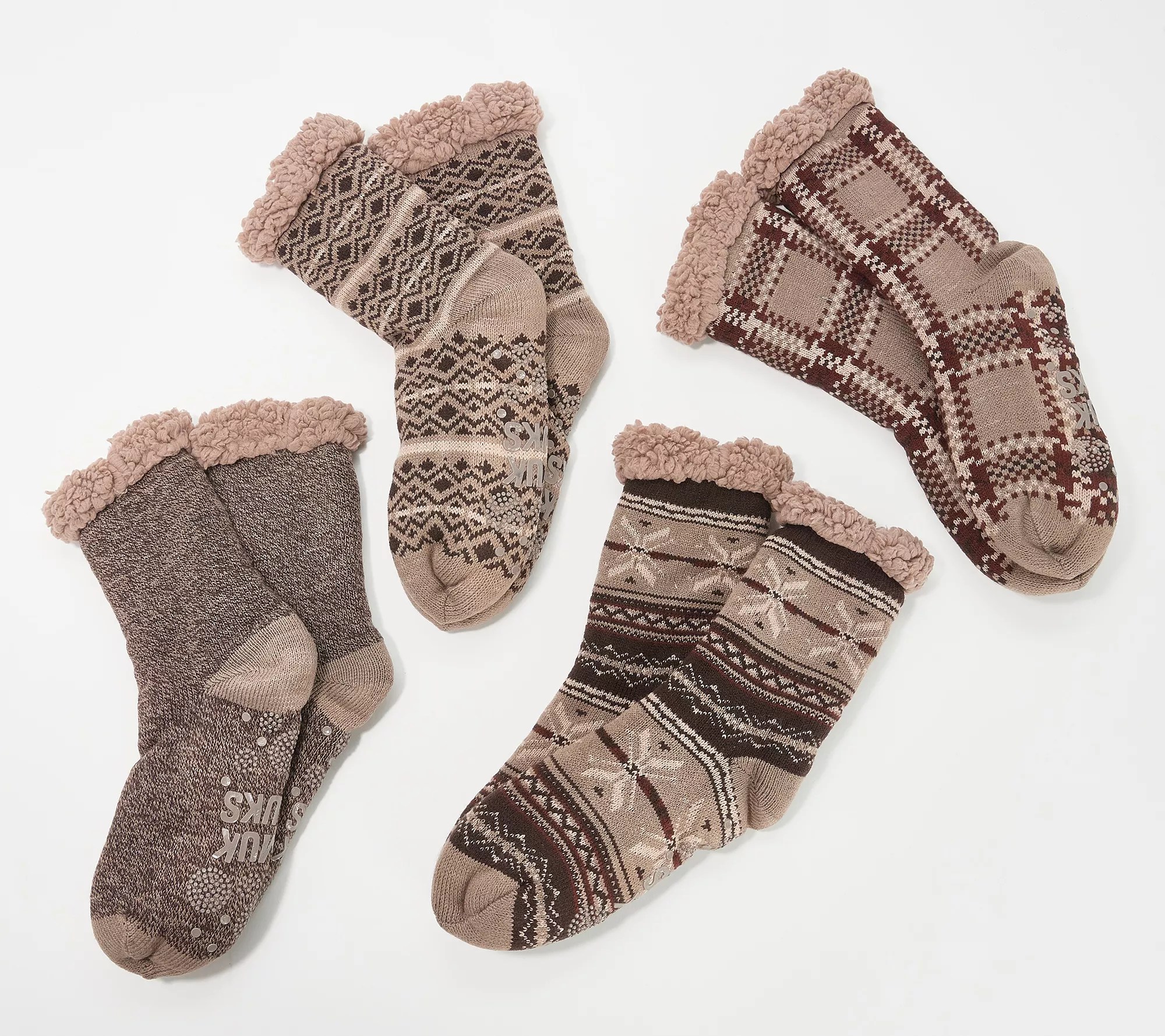 MUK LUKS Men's Shea Butter Cabin Socks Set of 4
