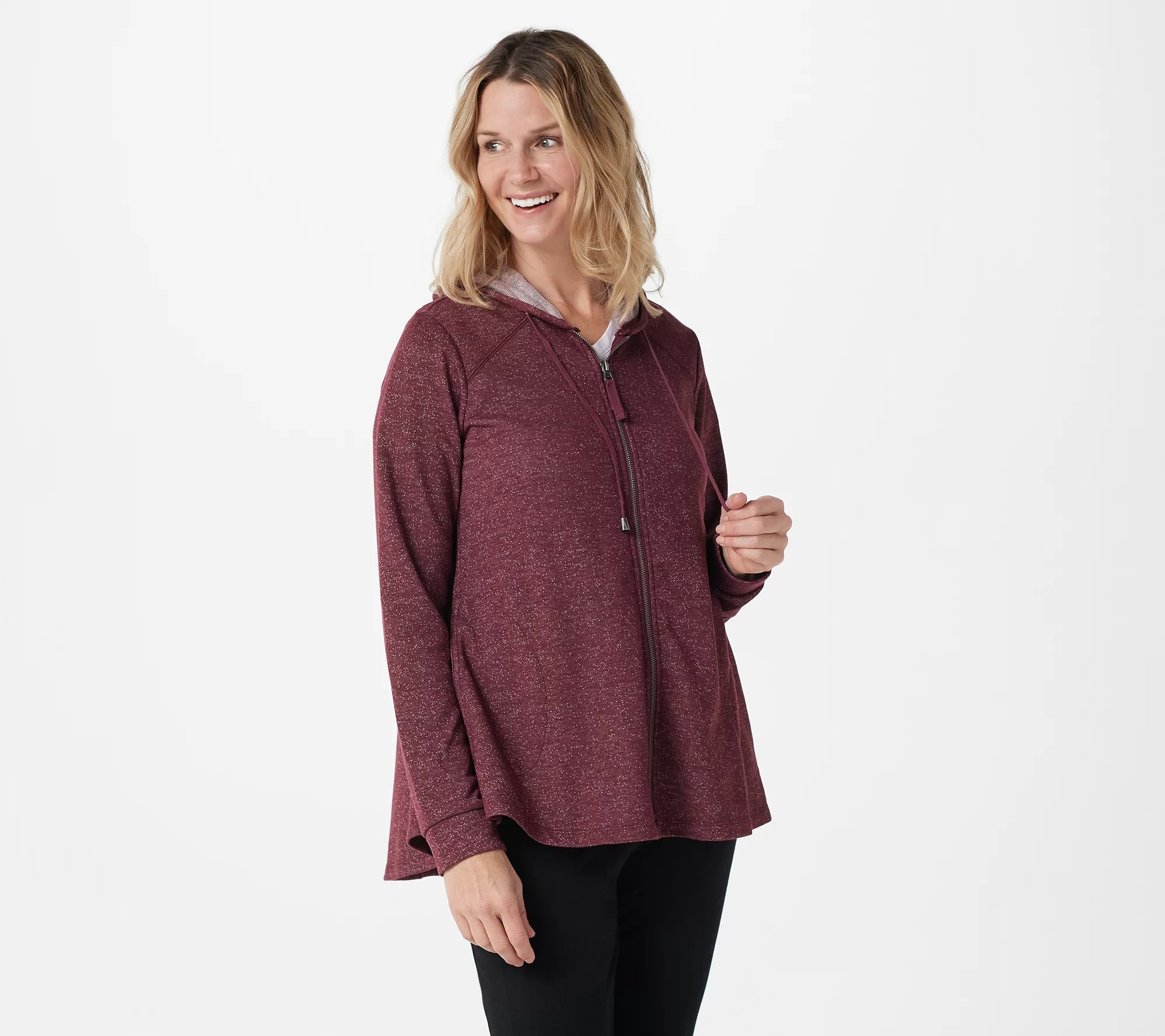 LOGO Lounge by Lori Goldstein Speckled French Terry ZipUp Jacket