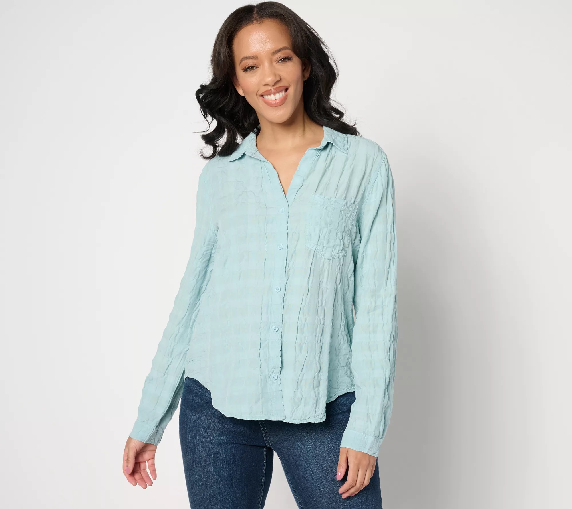 Side Stitch LongSleeve ButtonFront Shirt