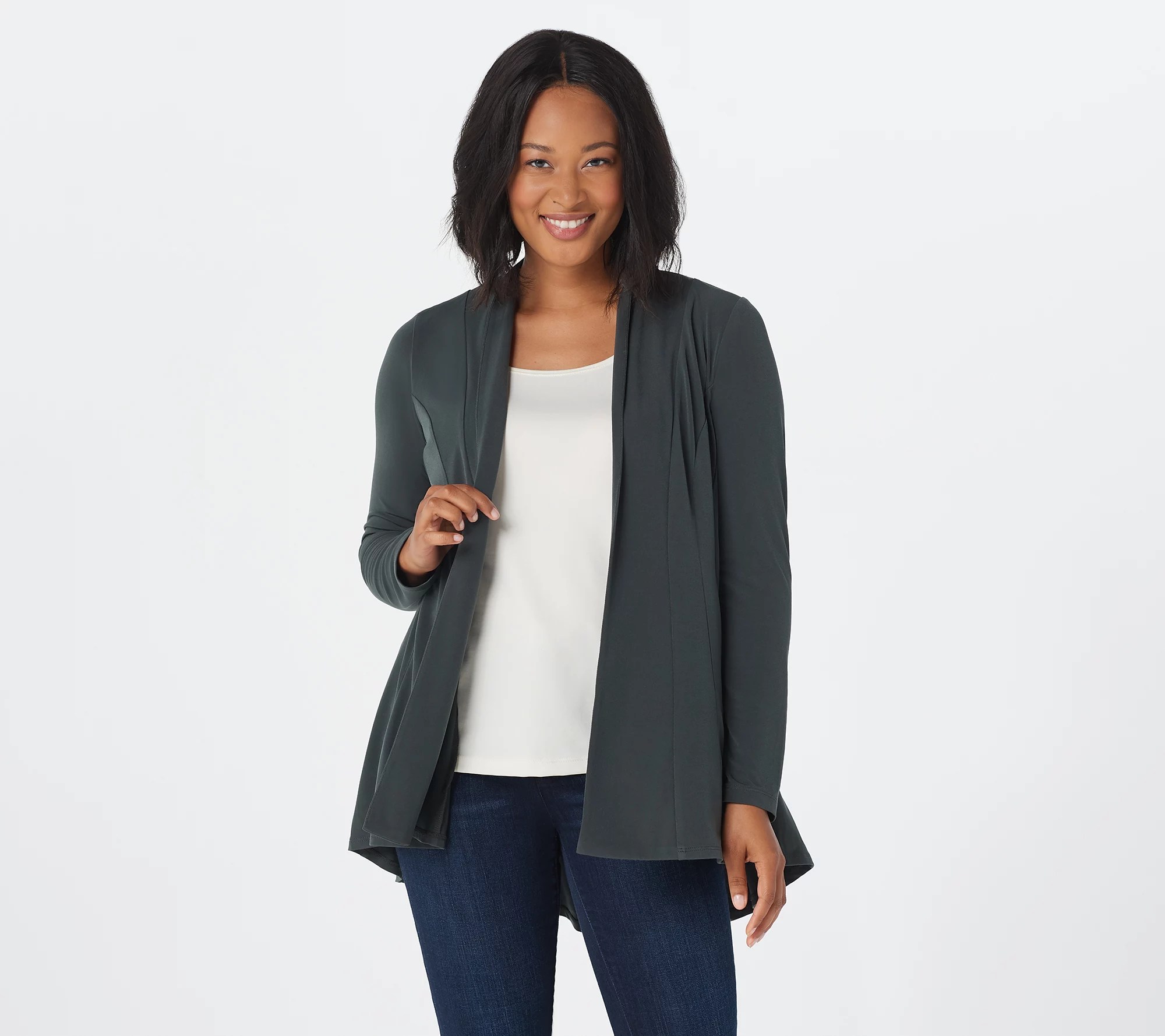 Susan Graver Liquid Knit Long Sleeve Cardigan