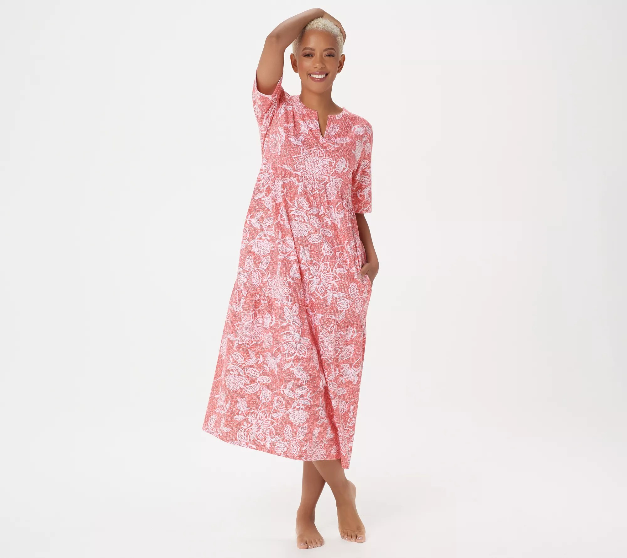 Stan Herman Stamped Floral Cotton Gown