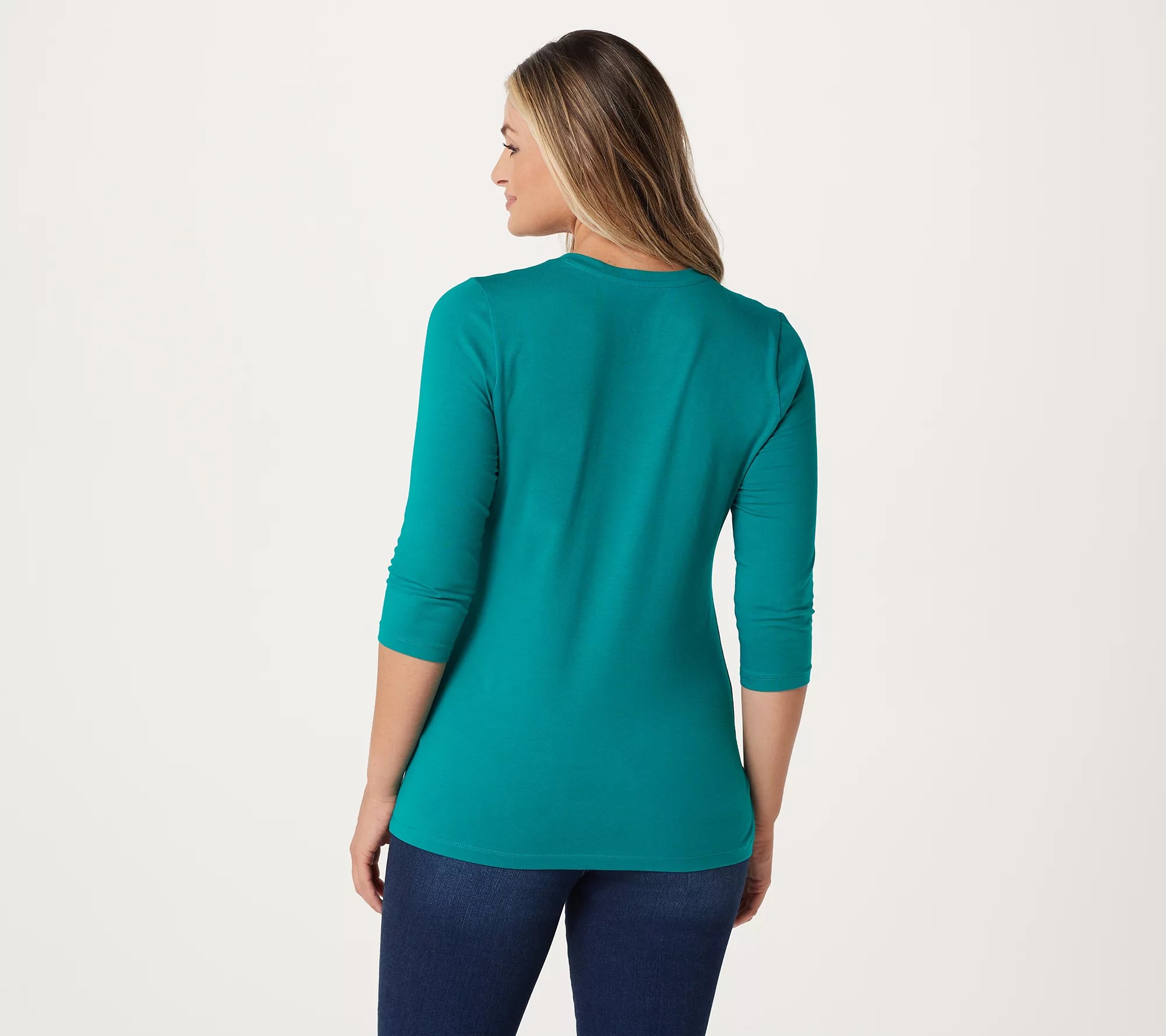 Denim & Co. Essentials Anywear Jersey VNeck 3/4 Sleeve Top