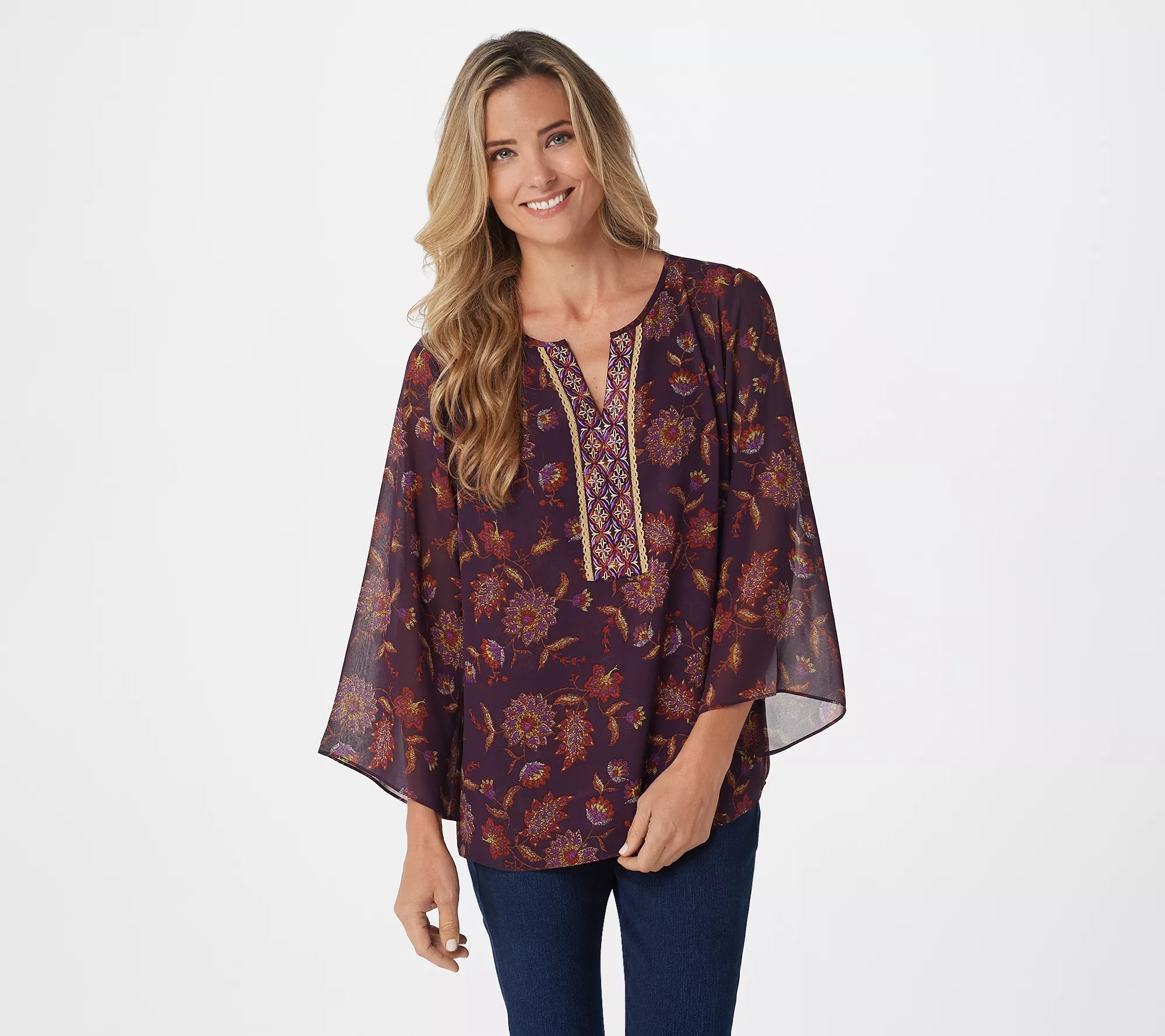 Belle by Kim Gravel Autumn Floral Blouse