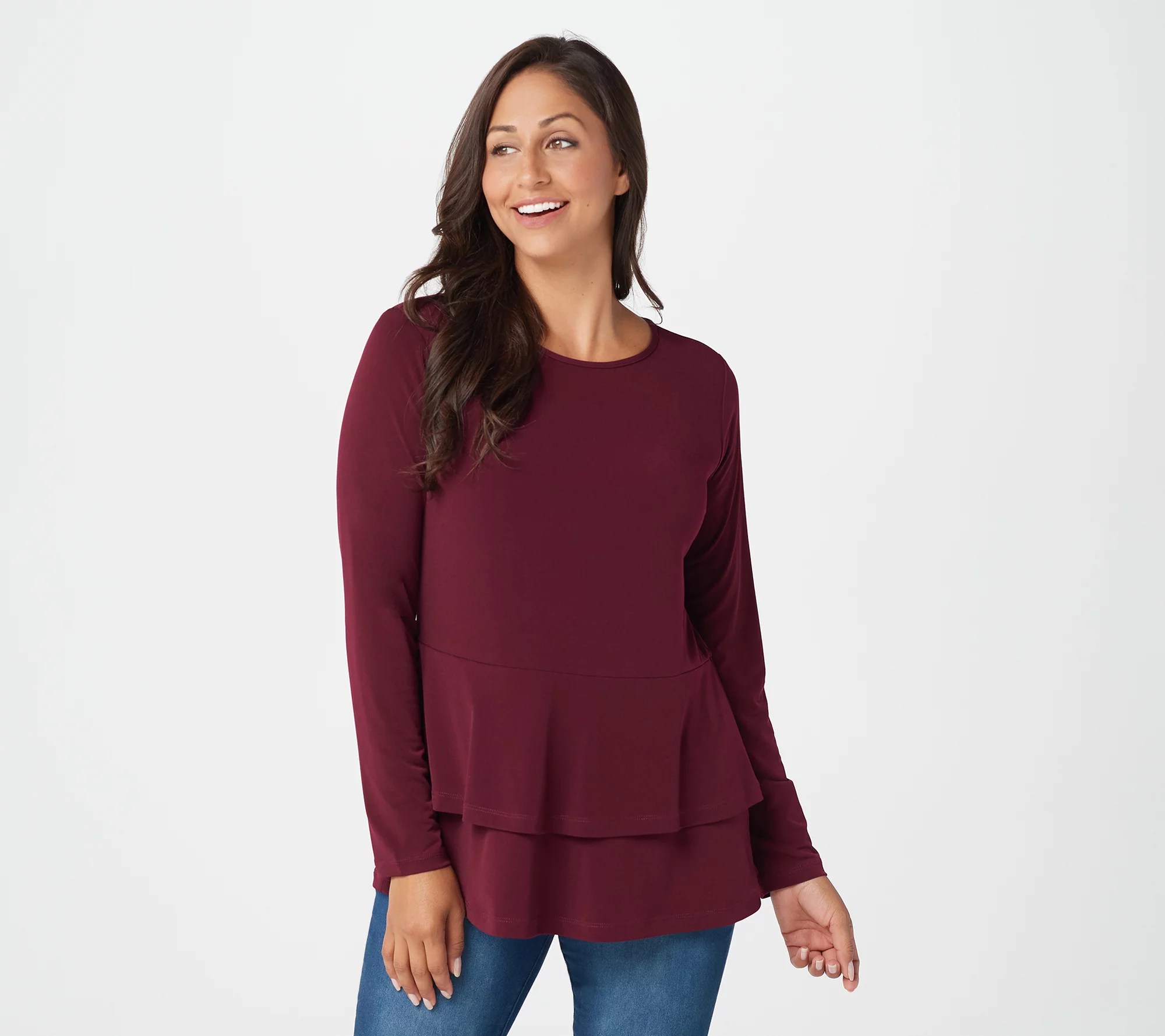 "As Is" Susan Graver Modern Essentials Liquid Knit Peplum Tunic