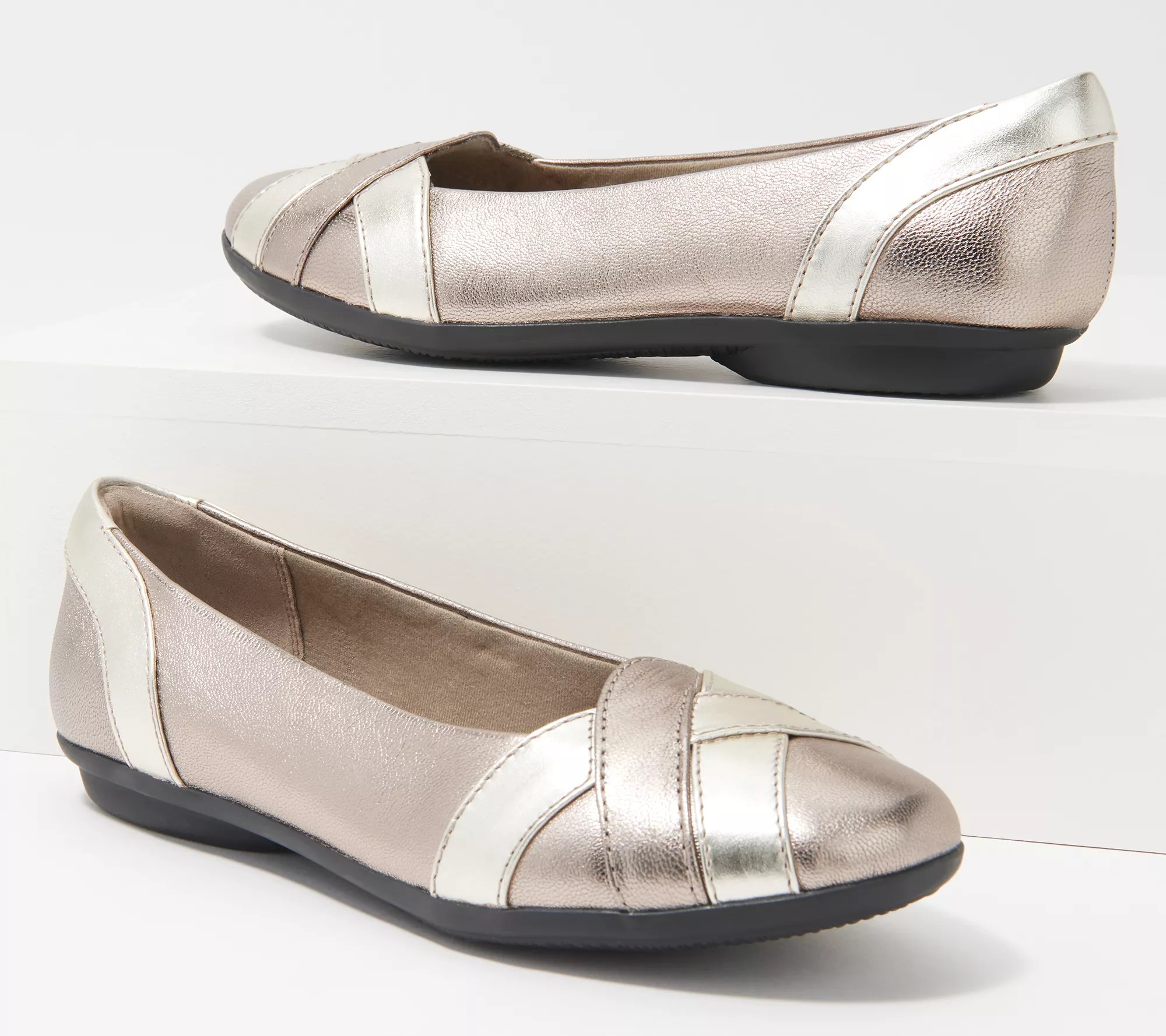 Clarks Collection Leather Woven Ballet Flats Gracelin Mia