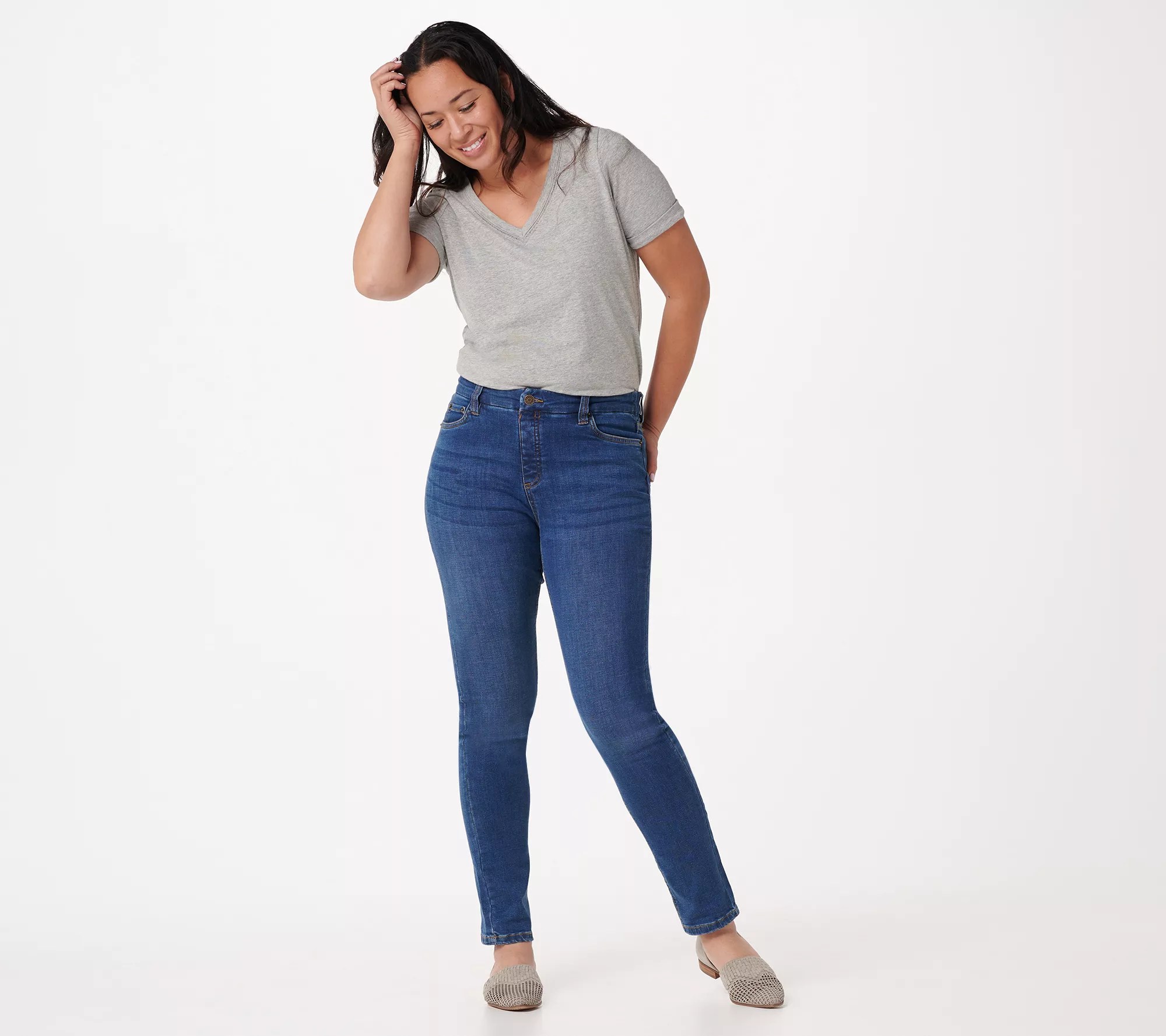 Denim & Co. Easy Stretch Petite SlimStraight Jeans