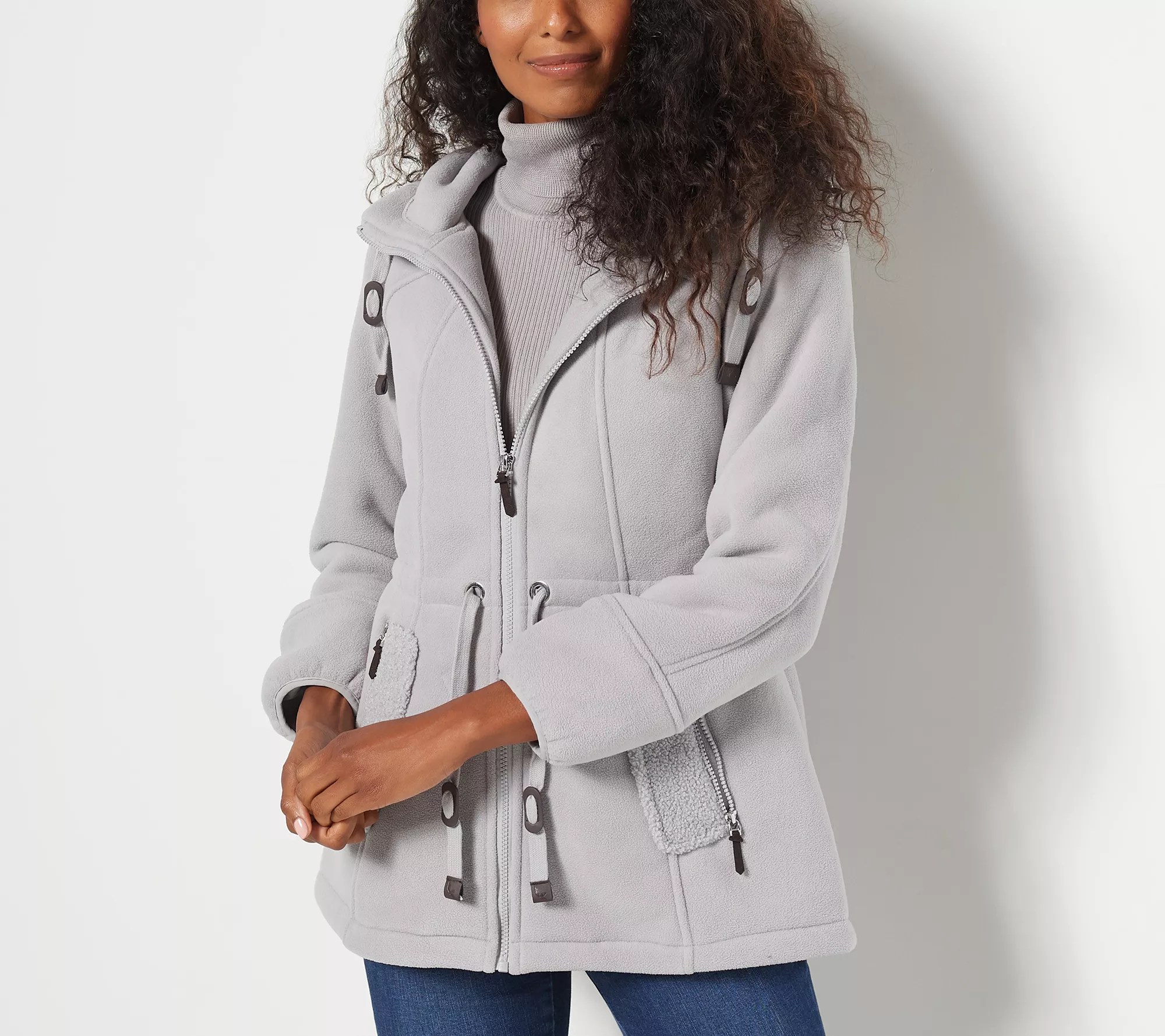 Koolaburra by UGG Bonded Fleece & Sherpa Jacket w/ Cinch Waist