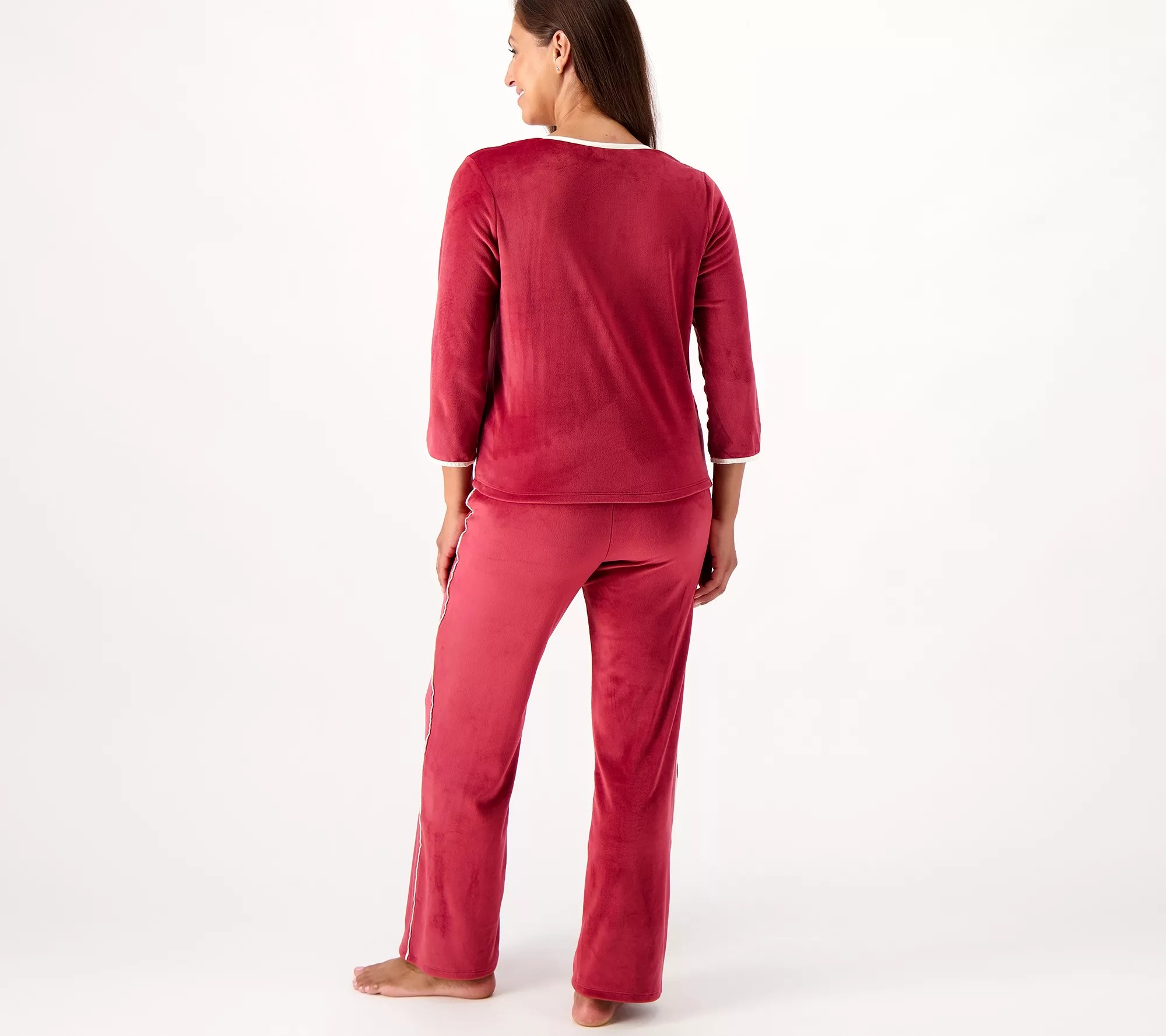 Breezies Lounge Fleeced Lounge Set with Satin Trim