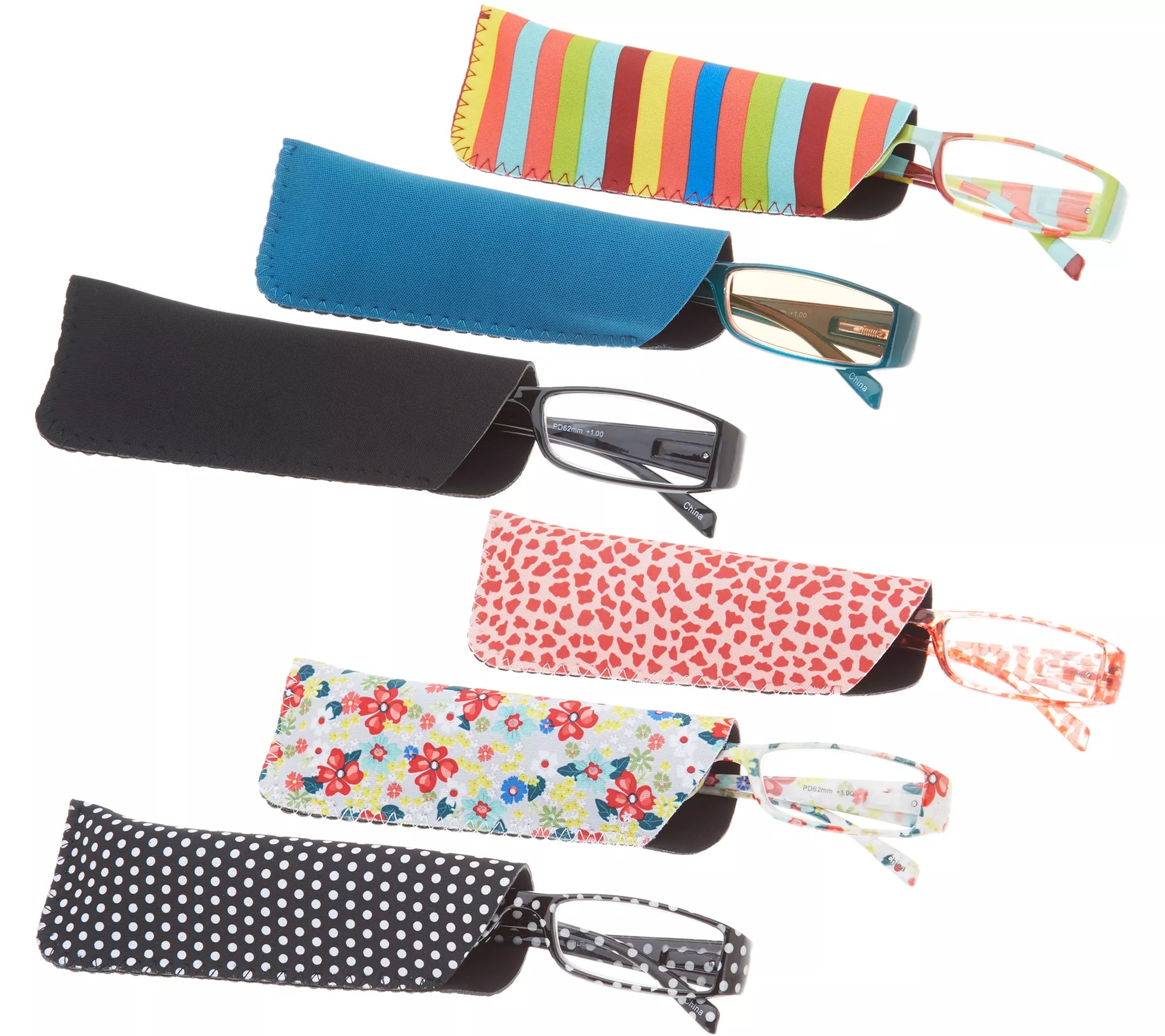 Hummingbird Set of 6 Pretty Patterns Reading Glasses Strength 12.5