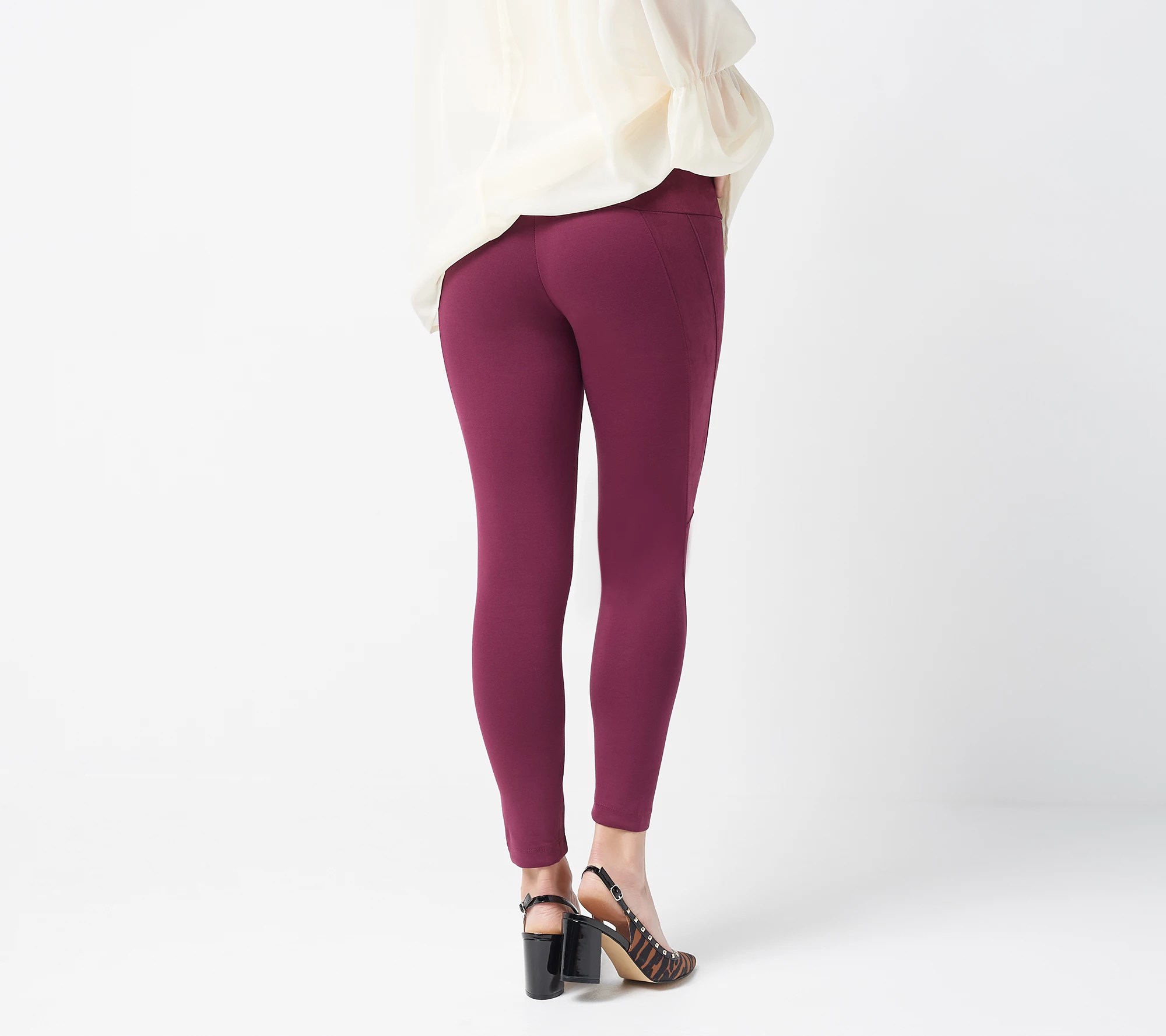 Women with Control Petite Tummy Control Faux Suede and Ponte Leggings