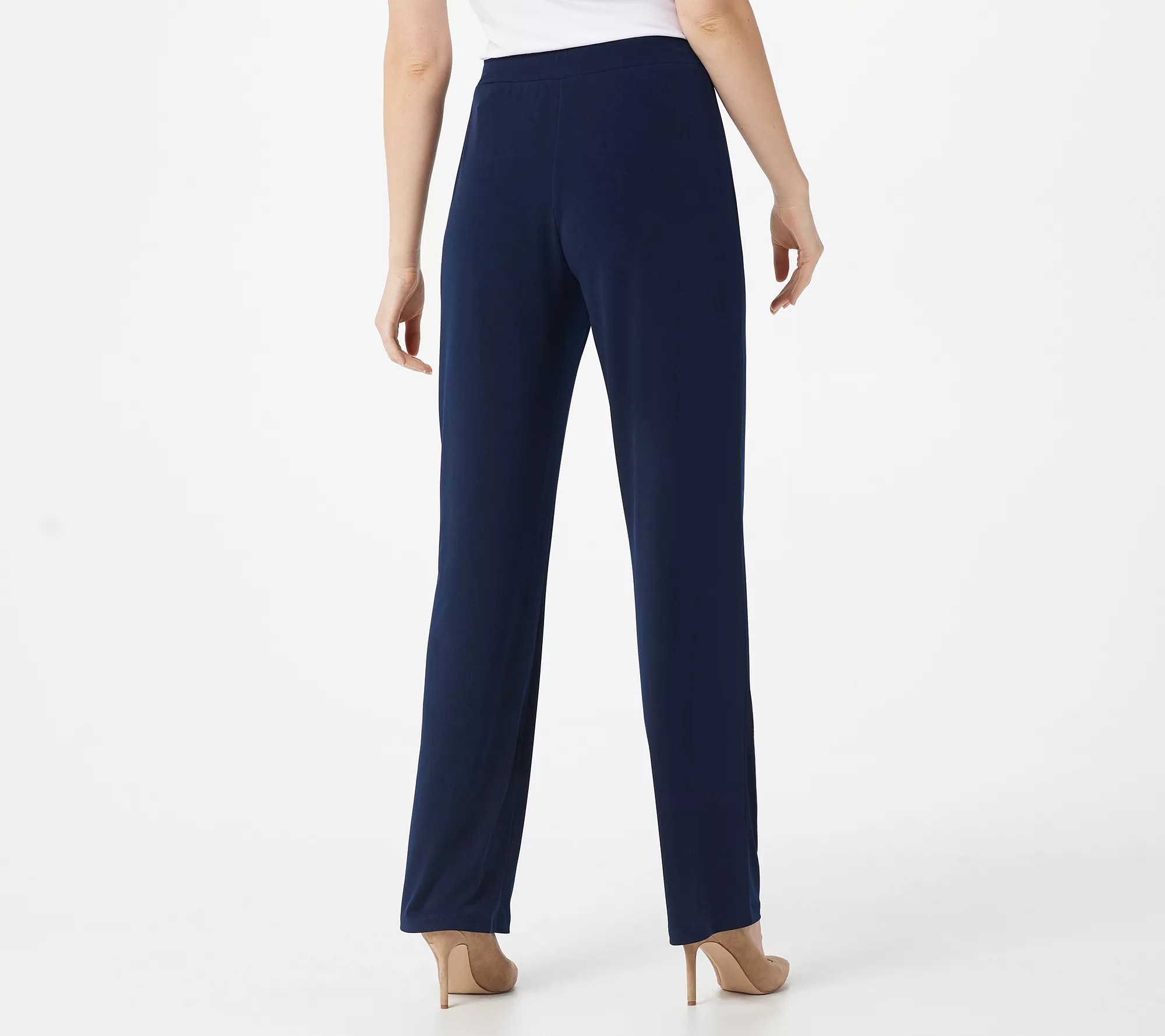 Susan Graver Petite Liquid Knit PullOn Pants w/ Button Trim