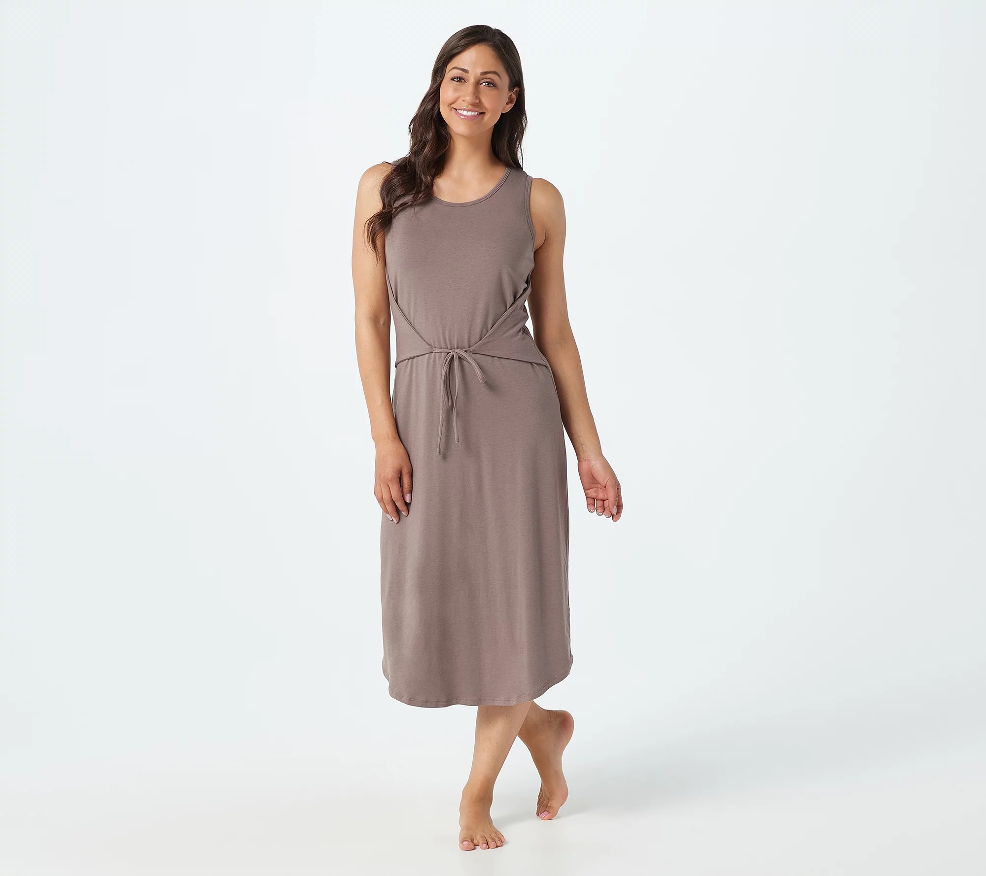 "As Is" AnyBody Cozy Knit Sleeveless Wrap Front Midi Dress