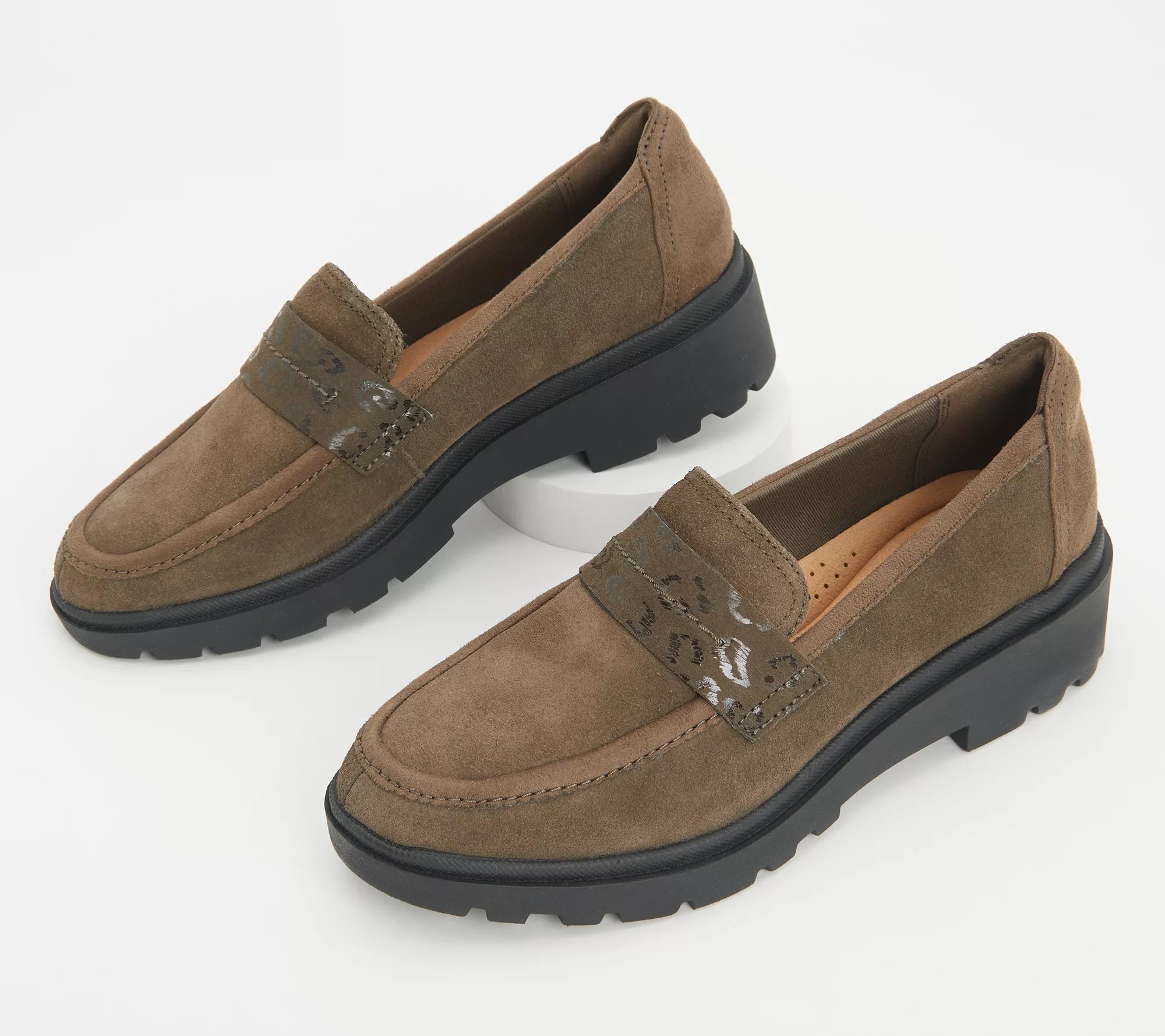 Clarks Collection Leather or Suede Loafers Calla Ease
