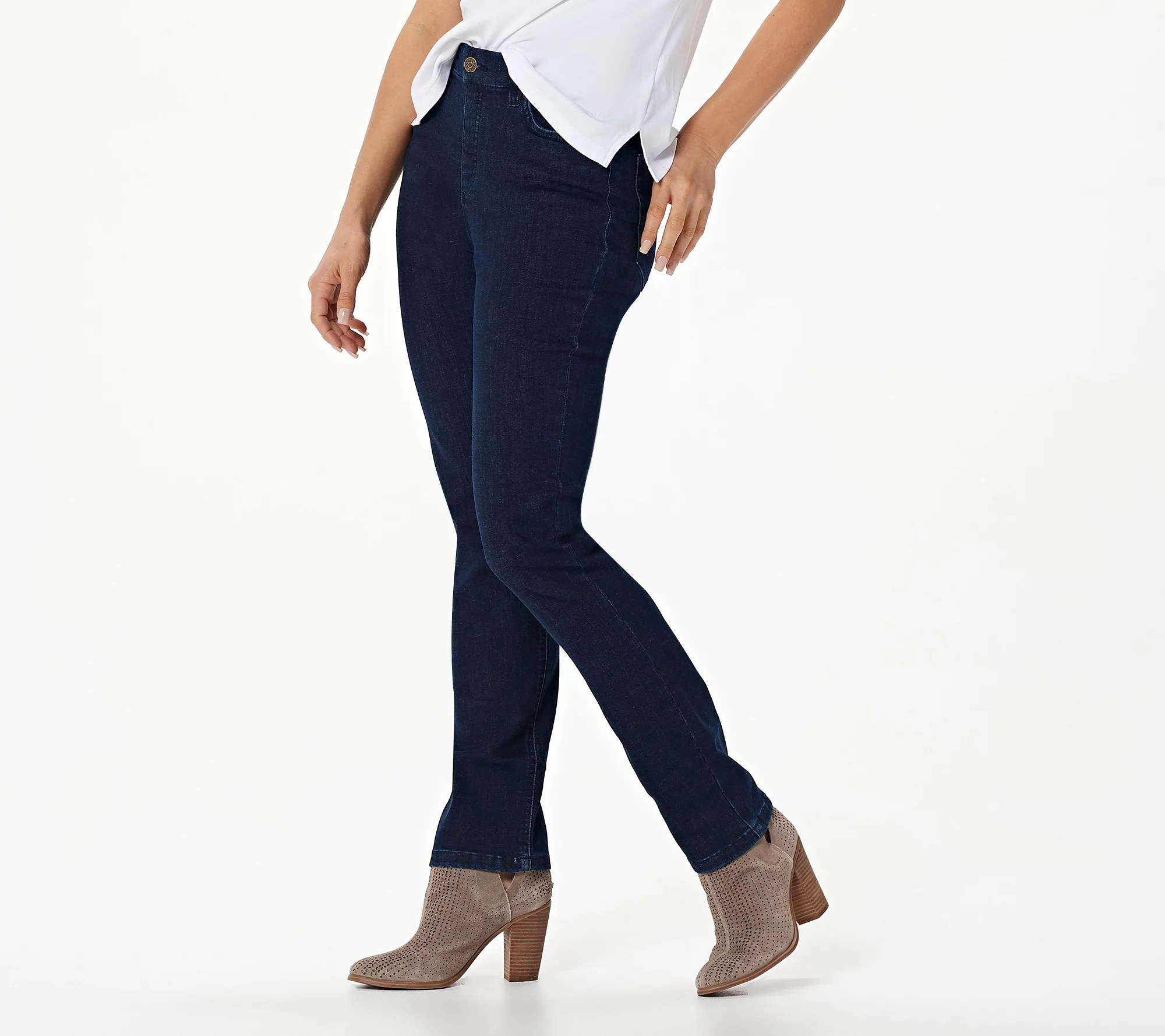 Denim & Co. Easy Stretch Denim Regular PullOn Straight Jeans