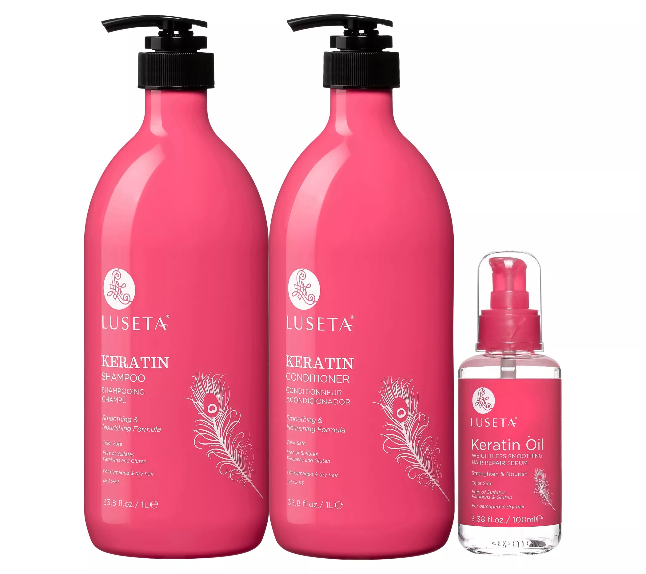 Luseta Keratin 33.8 oz Shampoo + Conditioner + Serum 3 pc Kit