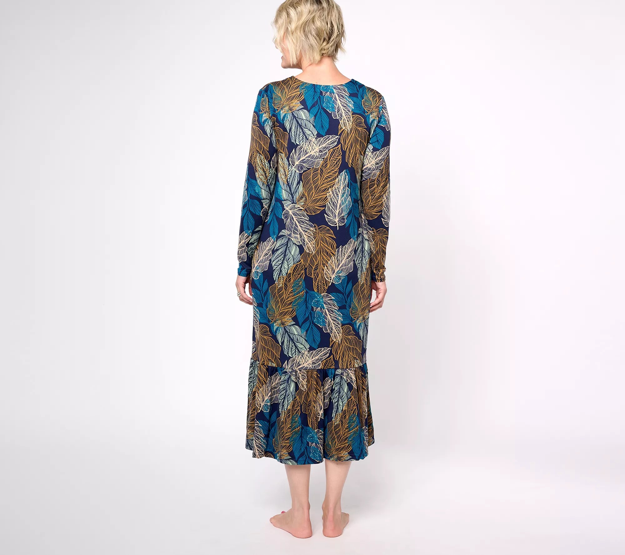 Stan Herman Sueded Jersey Tiered Lounge Dress